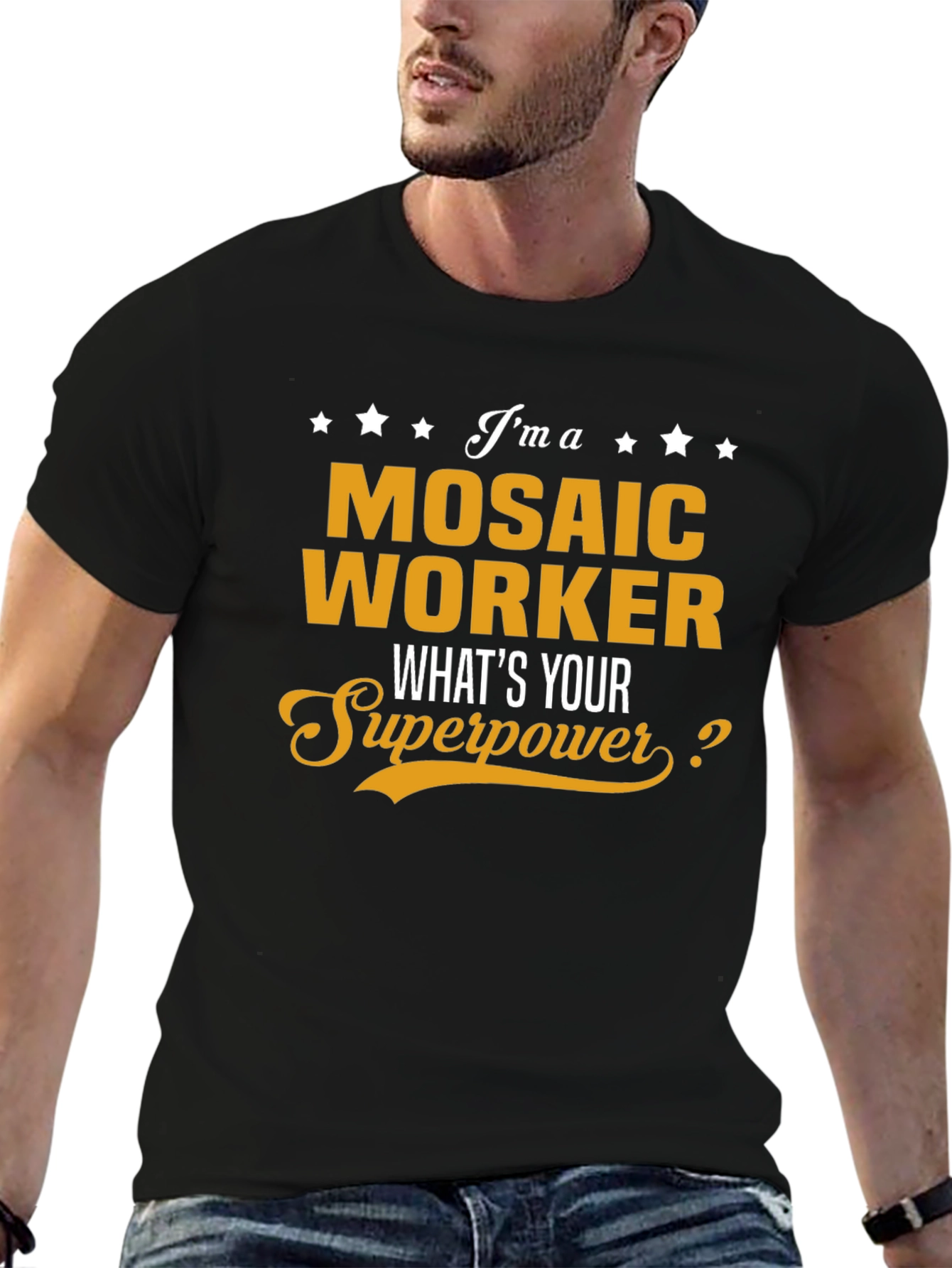 Mosaic Worker Superpower T-Shirt Funny Job Tee