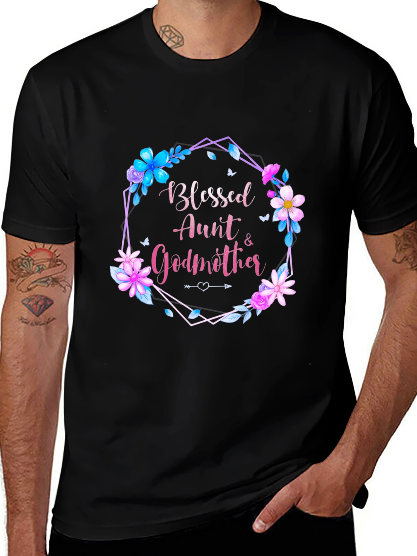 Blessed Aunt & Godmother Floral T-Shirt