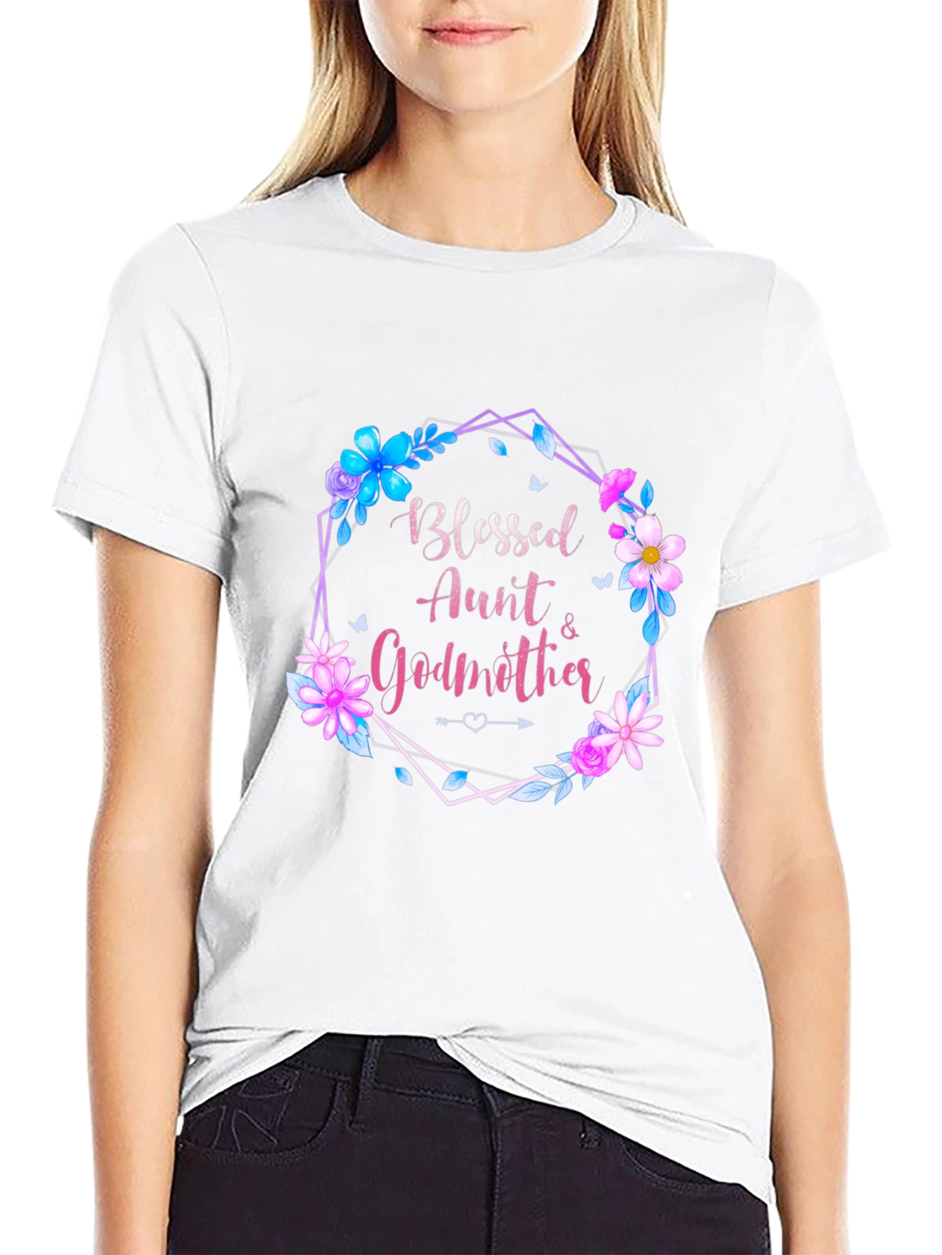 Blessed Aunt & Godmother Floral T-Shirt