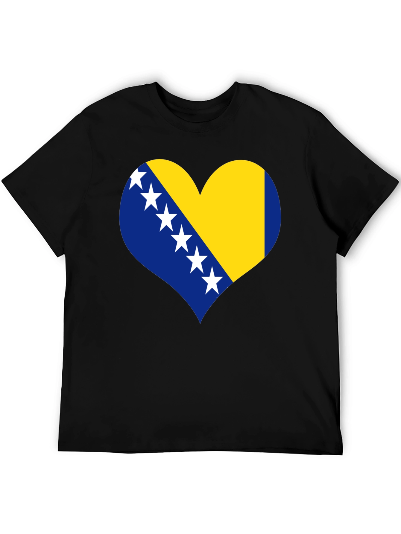 Bosnia Flag Heart T-Shirt - Black Cotton Tee
