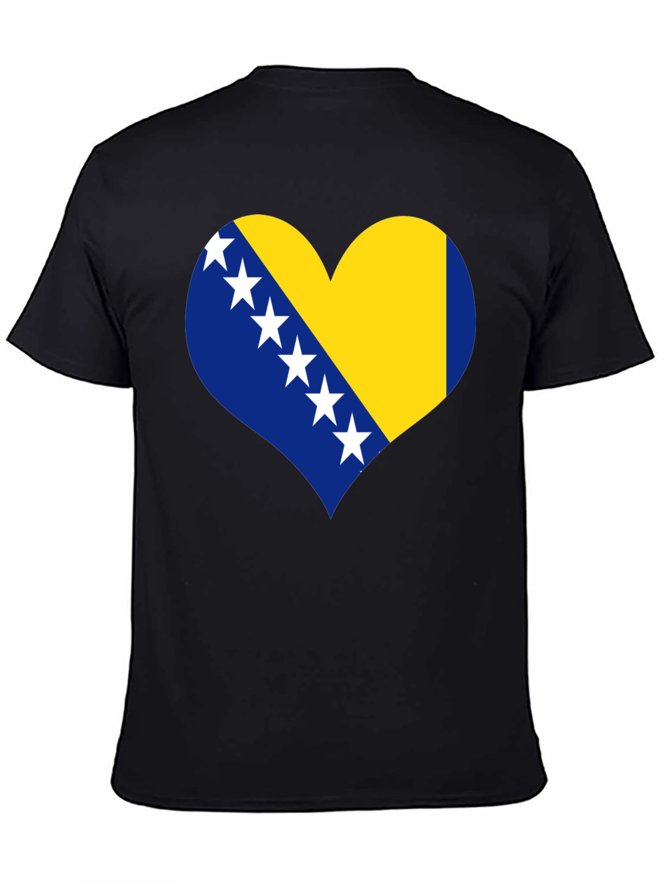 Bosnia Flag Heart T-Shirt - Black Cotton Tee