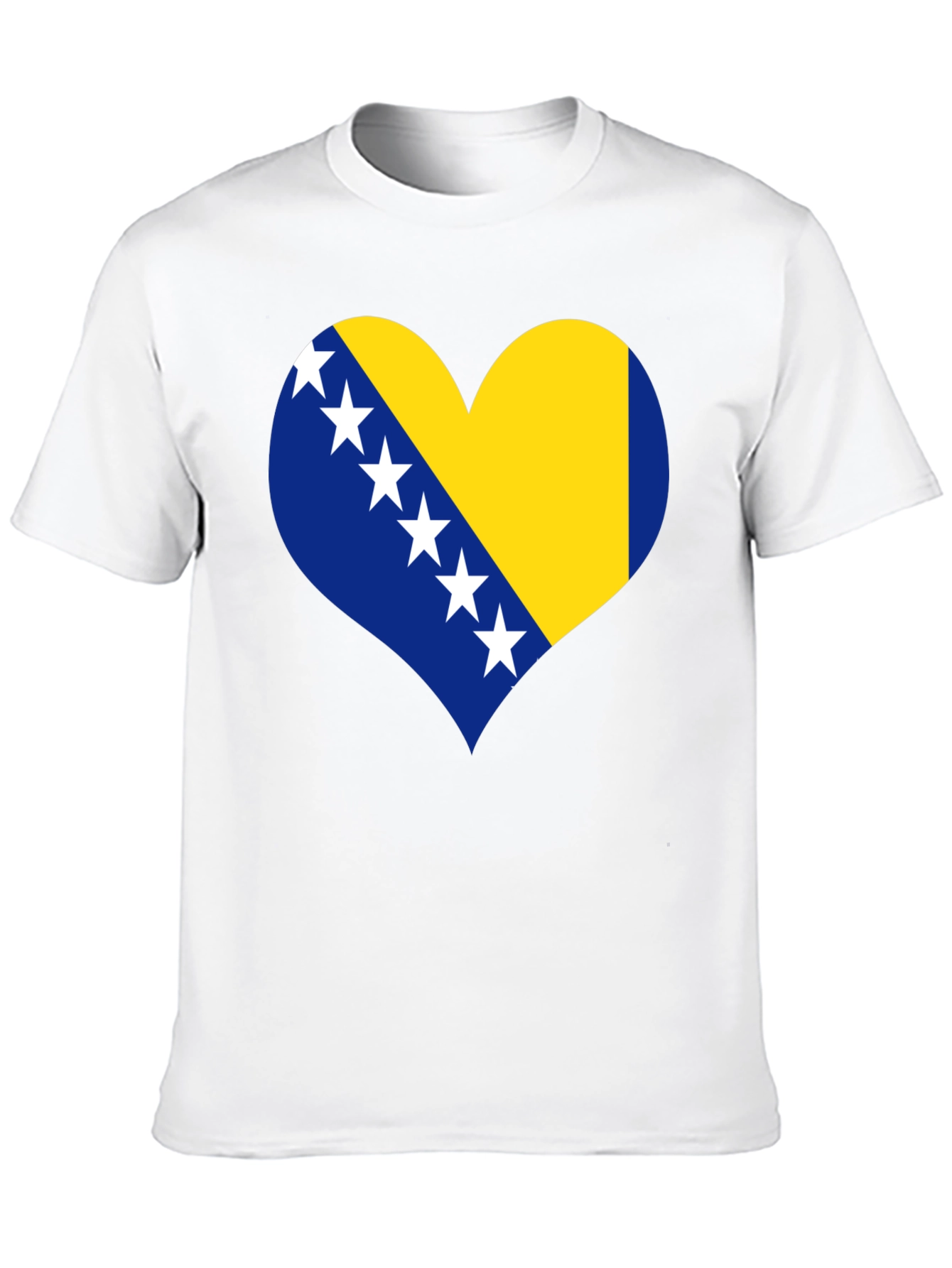 Bosnia Flag Heart T-Shirt - Black Cotton Tee