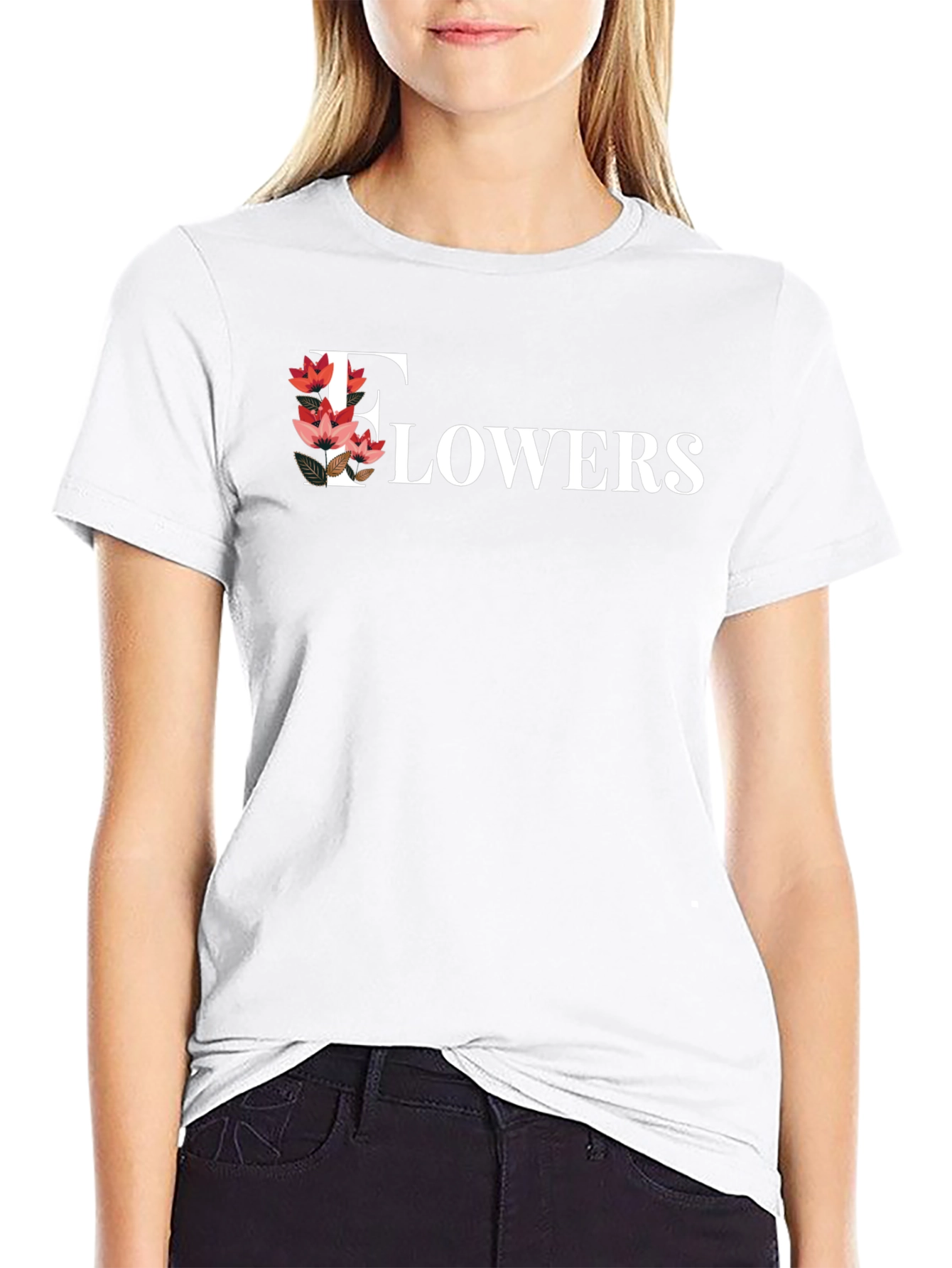 Floral Flowers Print Black T-Shirt