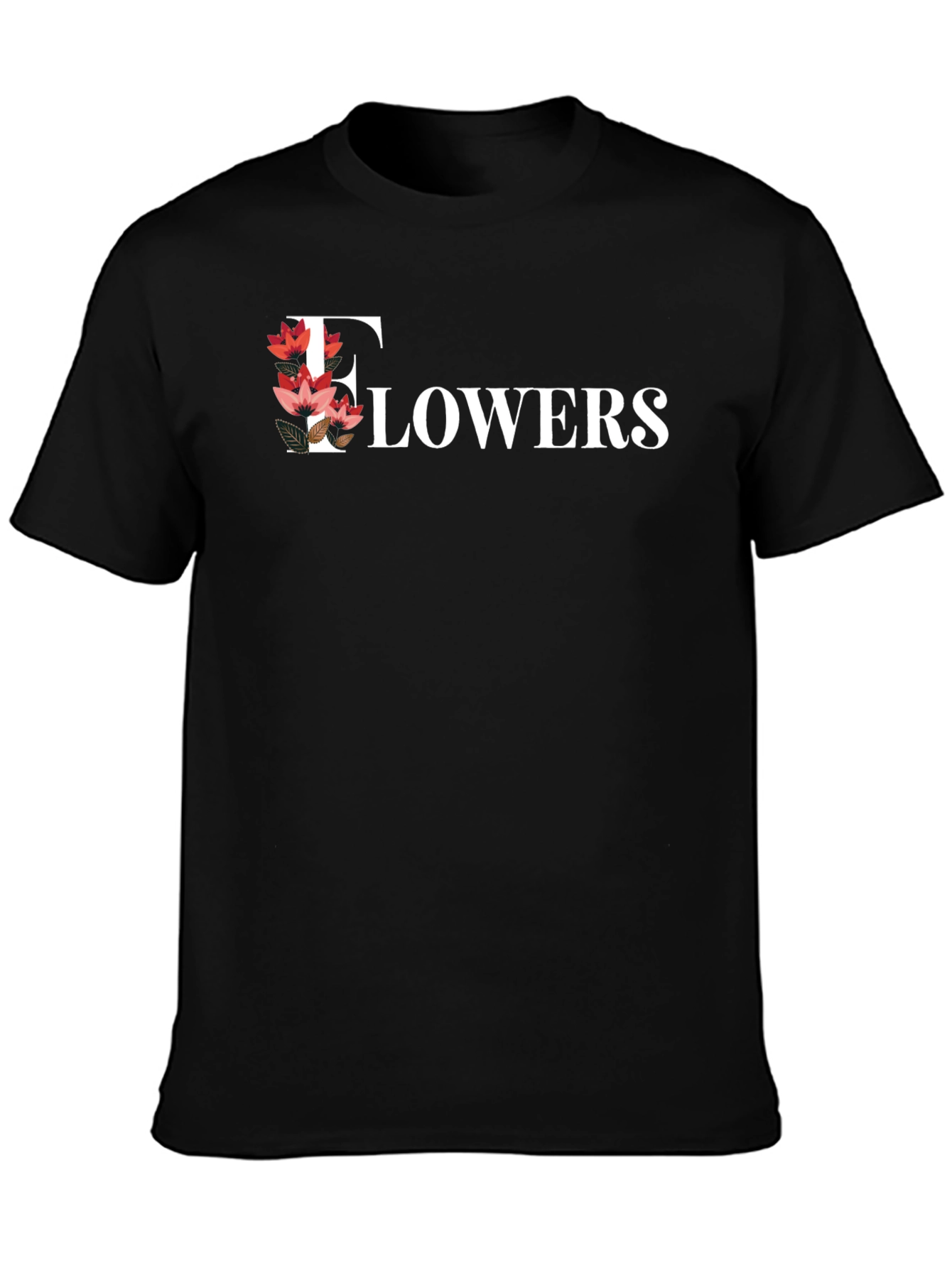 Floral Flowers Print Black T-Shirt