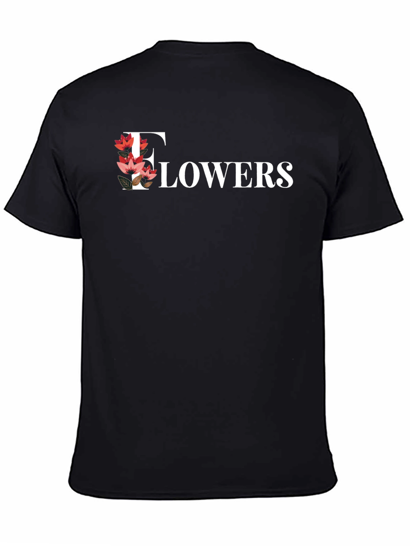 Floral Flowers Print Black T-Shirt