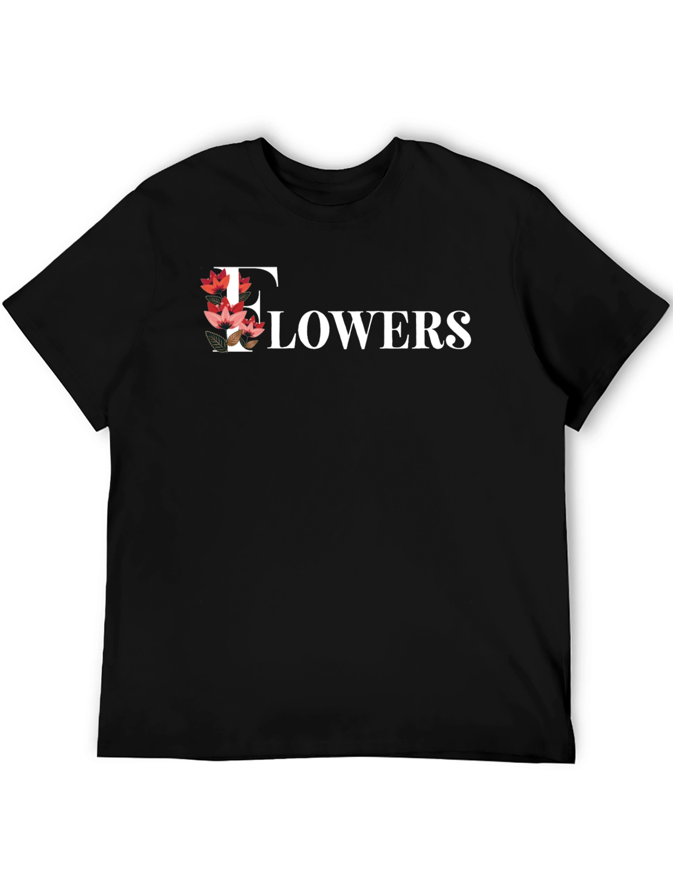 Floral Flowers Print Black T-Shirt