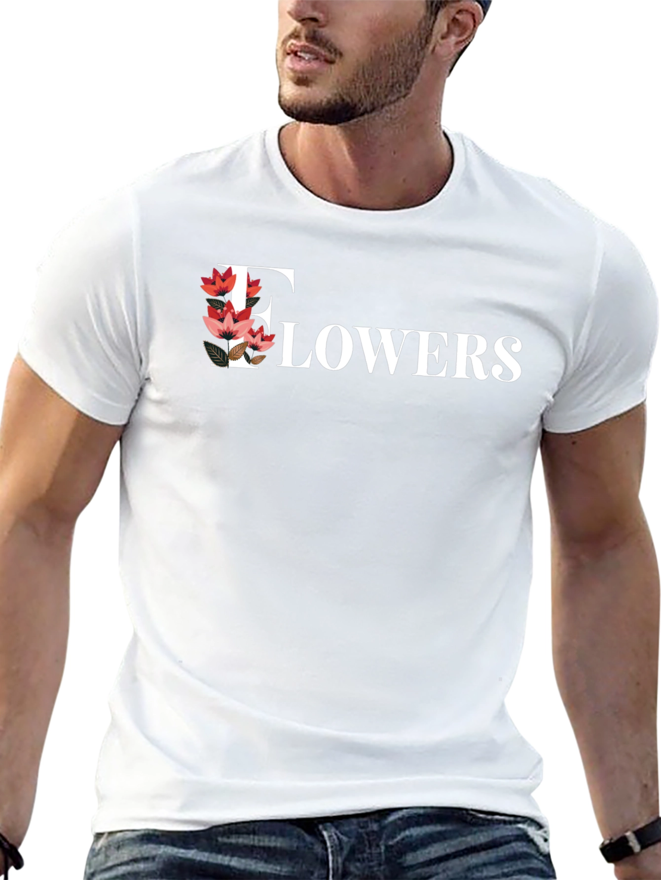Floral Flowers Print Black T-Shirt