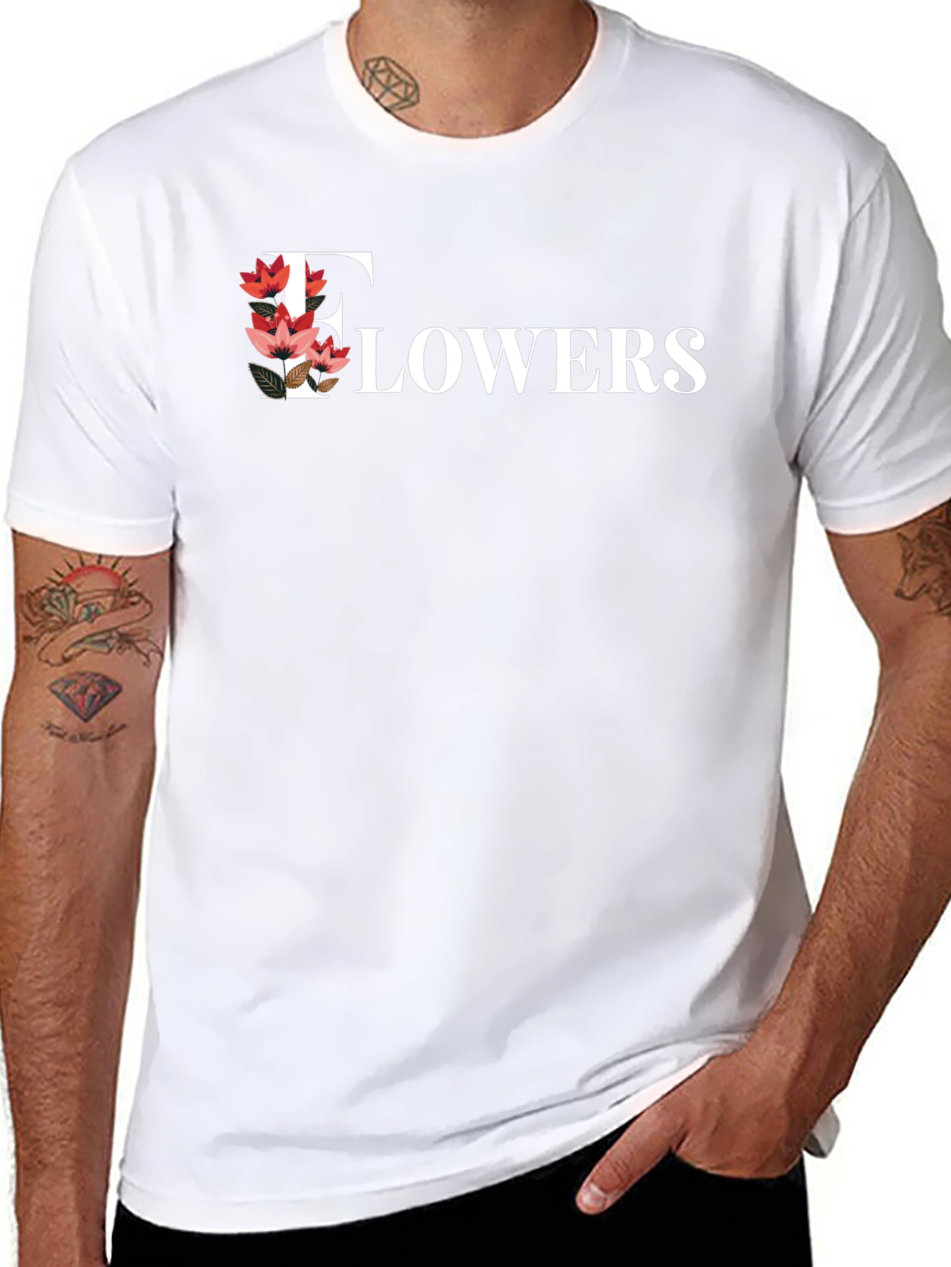 Floral Flowers Print Black T-Shirt