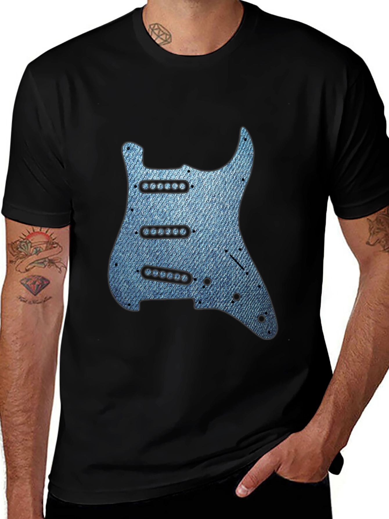 Denim Guitar T-Shirt - Rocker Tee