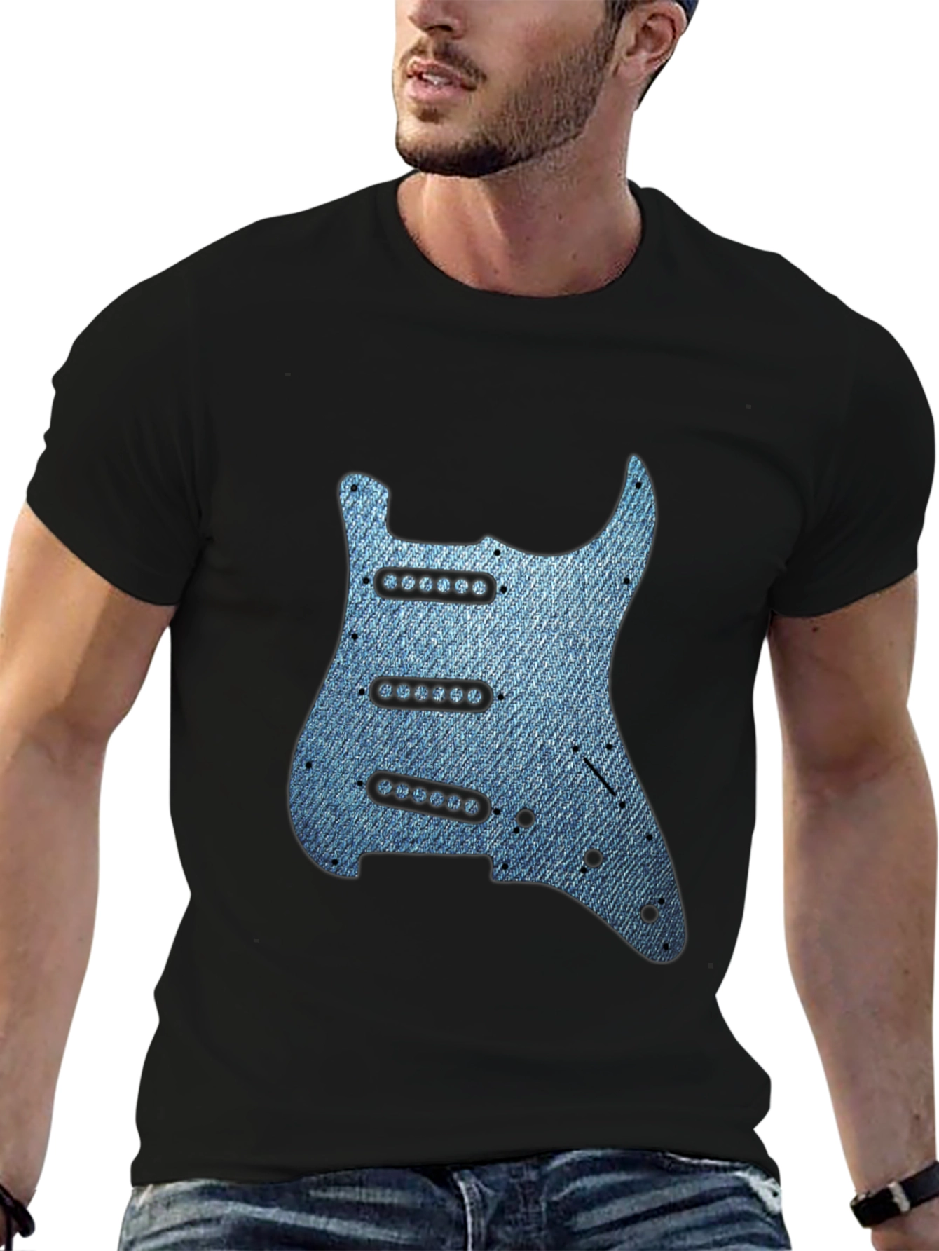 Denim Guitar T-Shirt - Rocker Tee