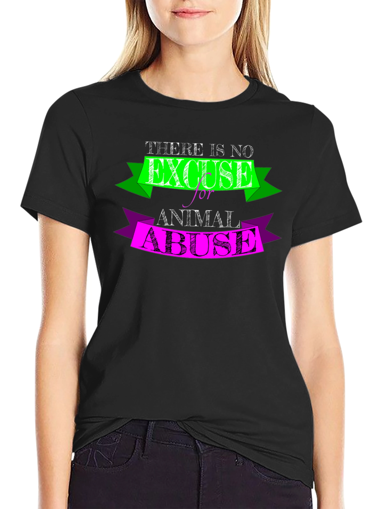 Animal Abuse Awareness T-Shirt - Black