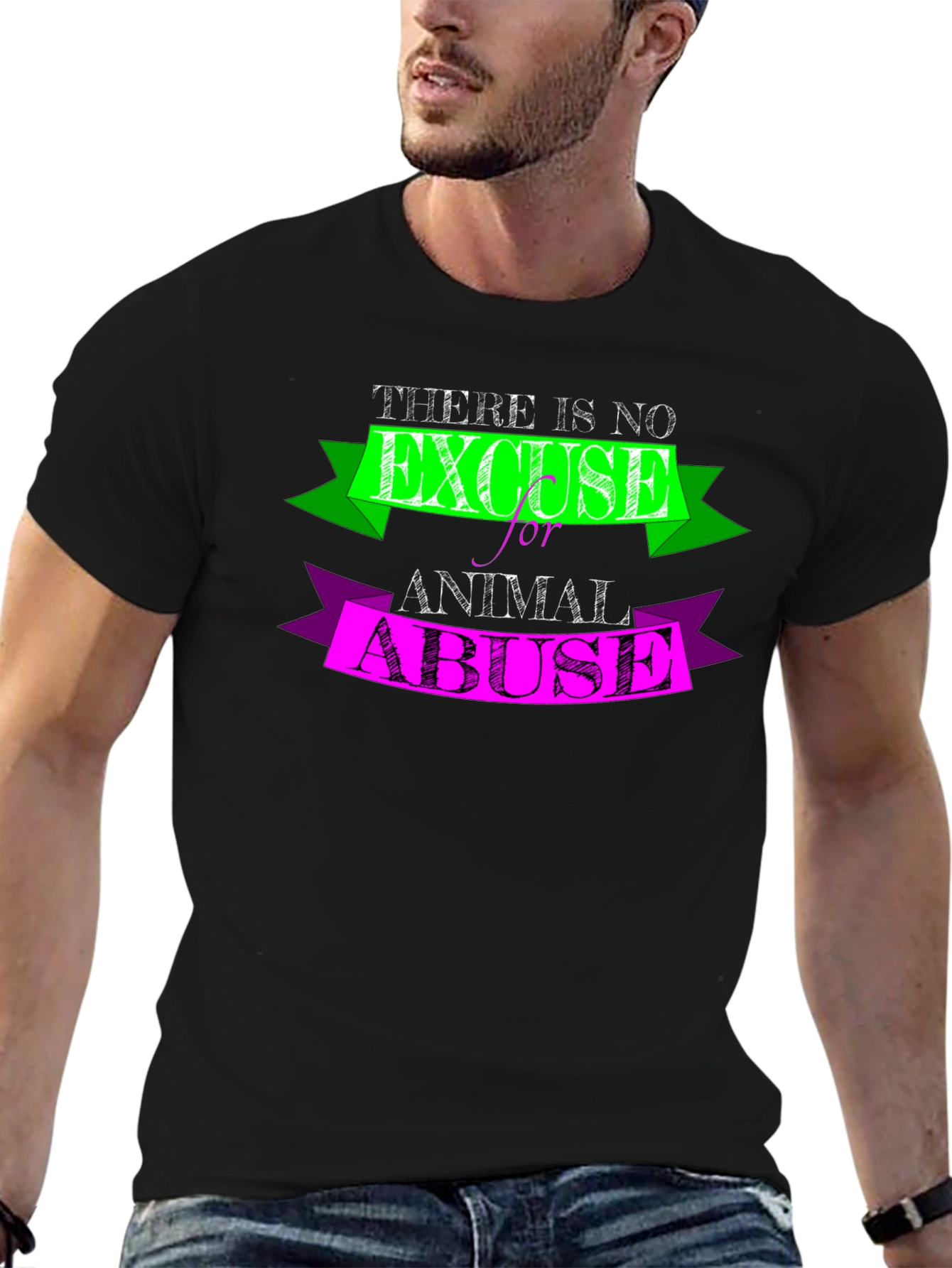 Animal Abuse Awareness T-Shirt - Black