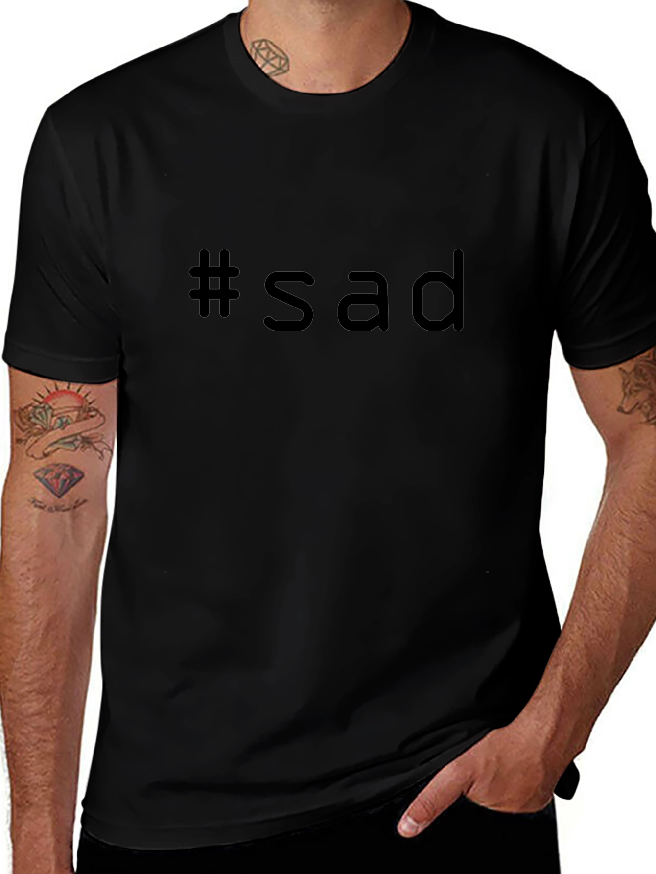 #sad Black T-Shirt: Express Yourself!