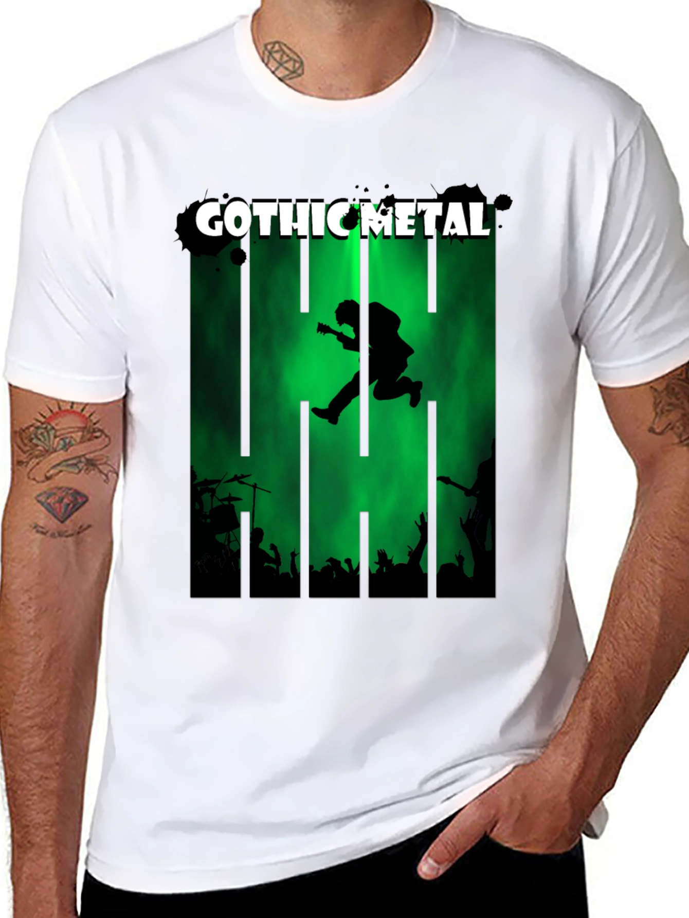 Gothic Metal Band Tee - Mens Graphic Print T-Shirt
