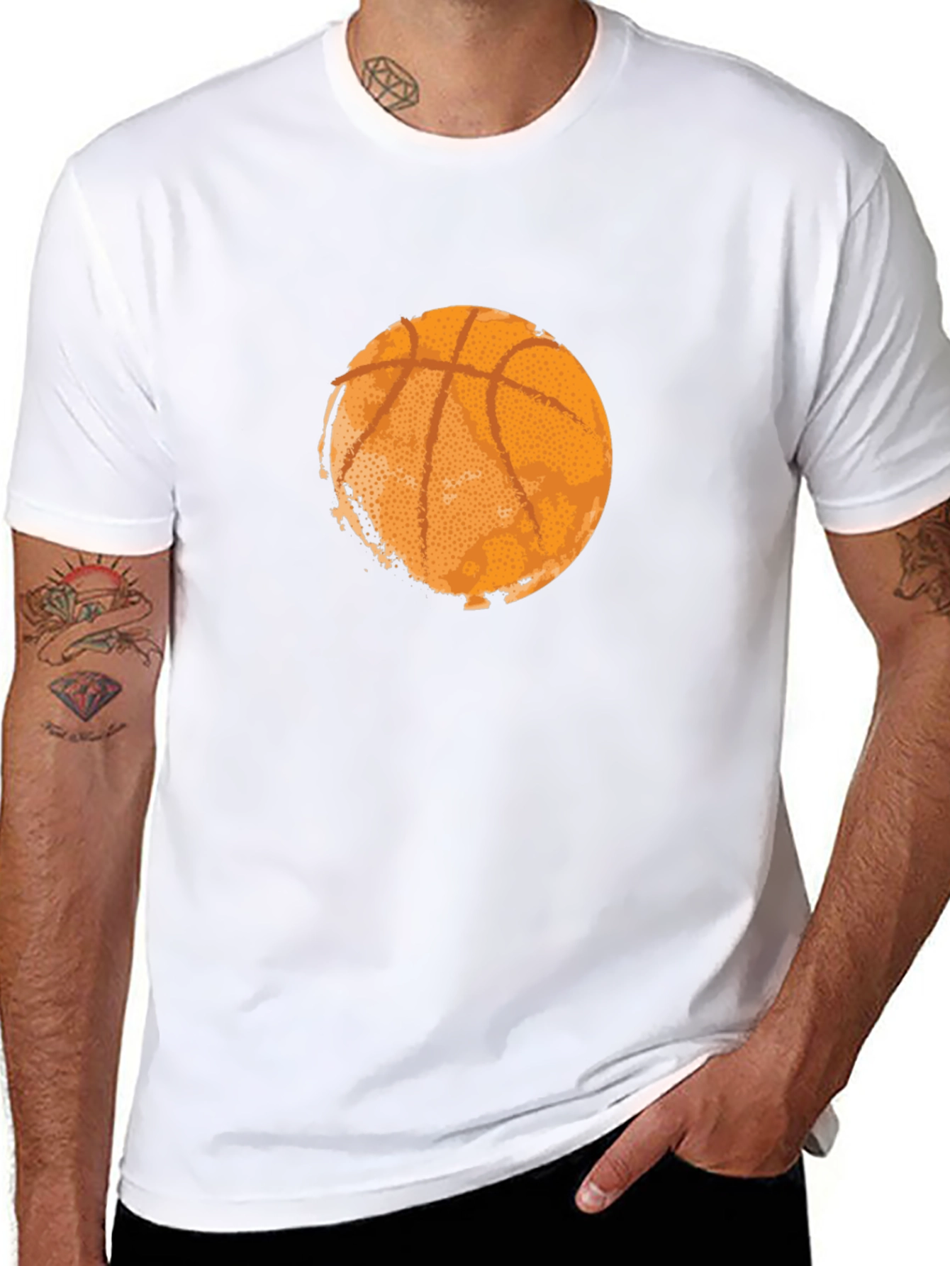 Basketball Graphic Tee - Black Cotton T-Shirt