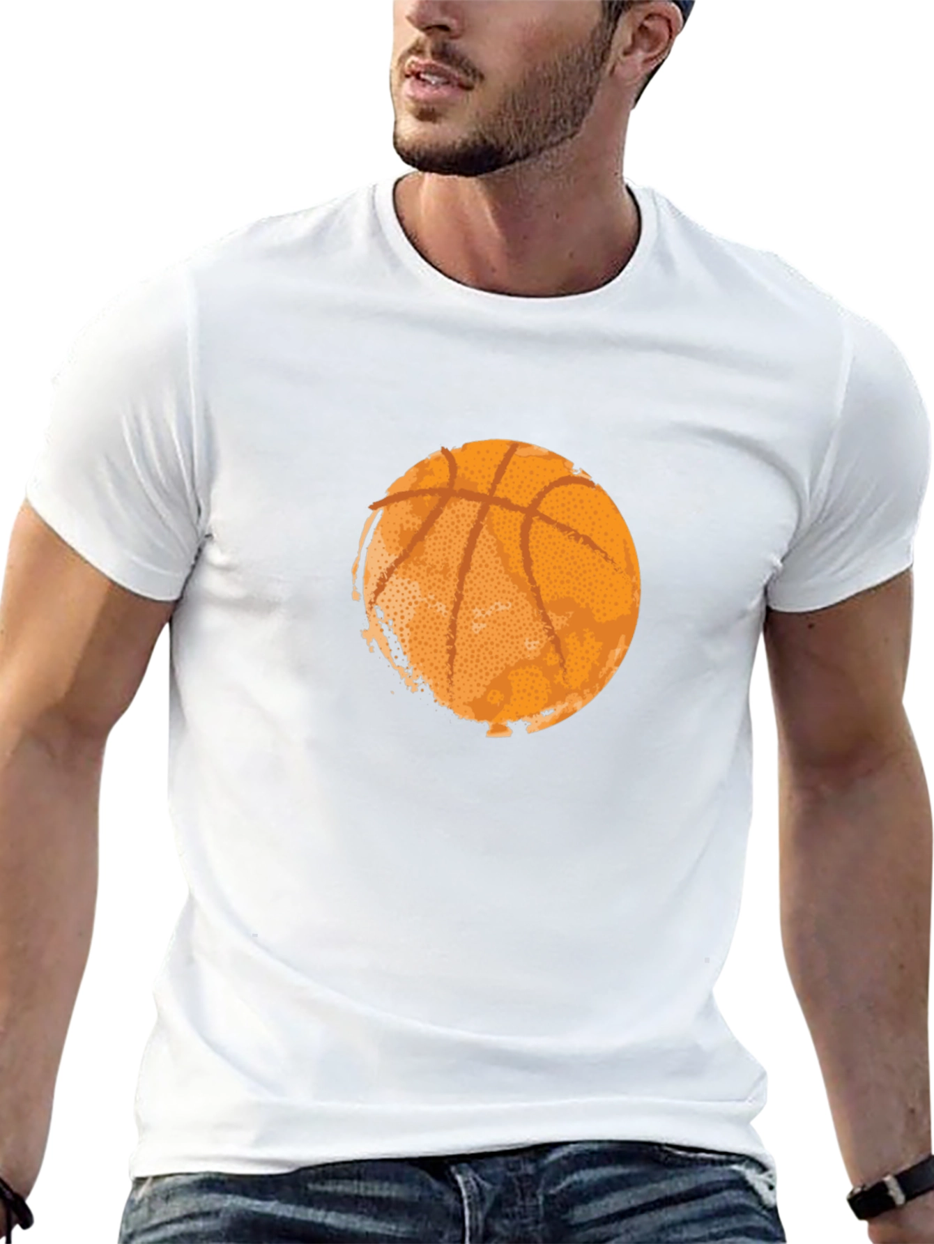 Basketball Graphic Tee - Black Cotton T-Shirt