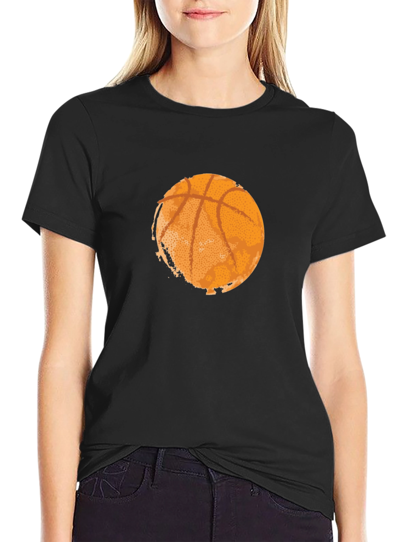 Basketball Graphic Tee - Black Cotton T-Shirt