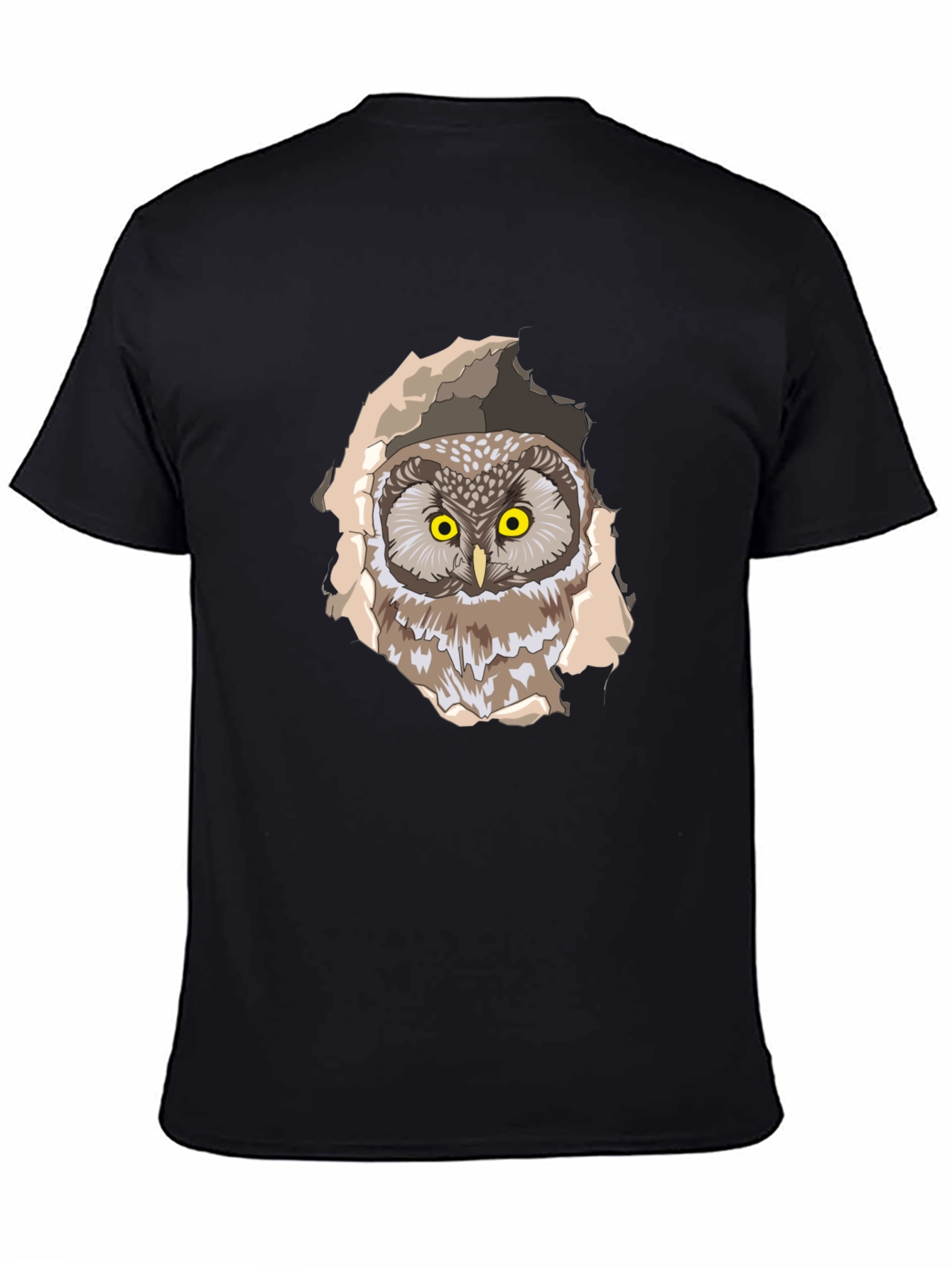 Owl Graphic Print Black T-Shirt