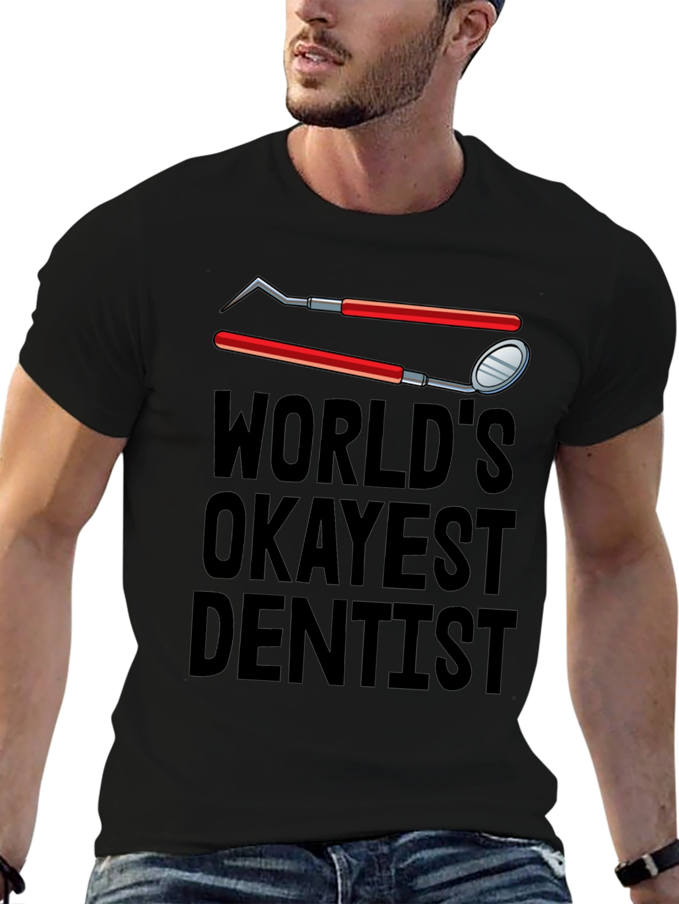 Worlds Okayest Dentist T-Shirt - Funny Dental Tee