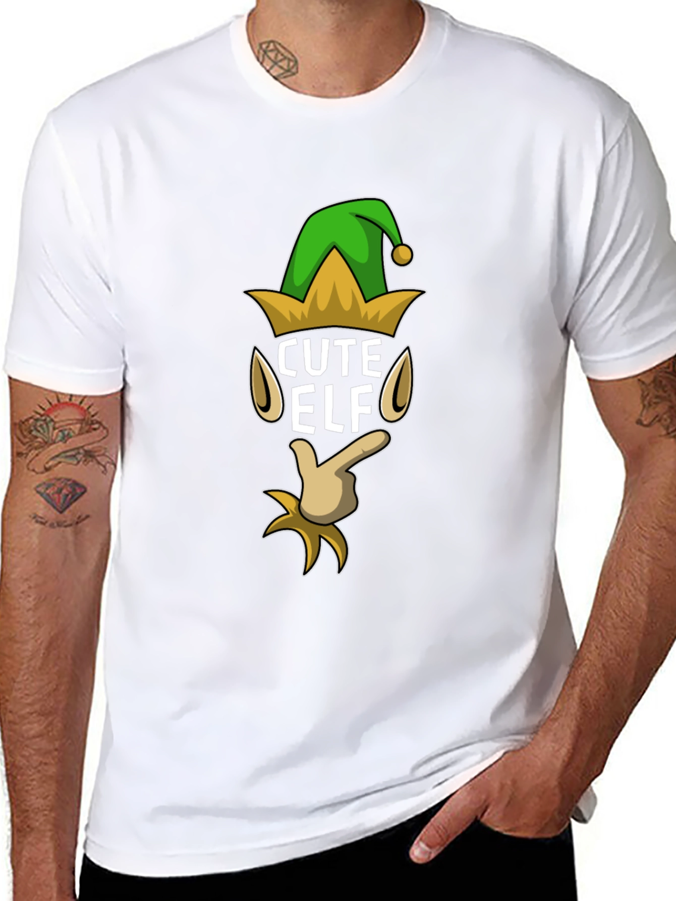 Cute Elf Graphic T-Shirt - Holiday Festive Fun