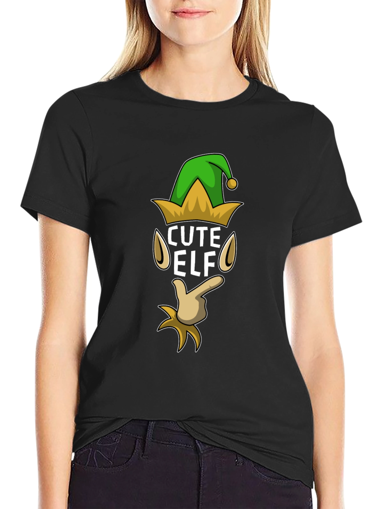 Cute Elf Graphic T-Shirt - Holiday Festive Fun
