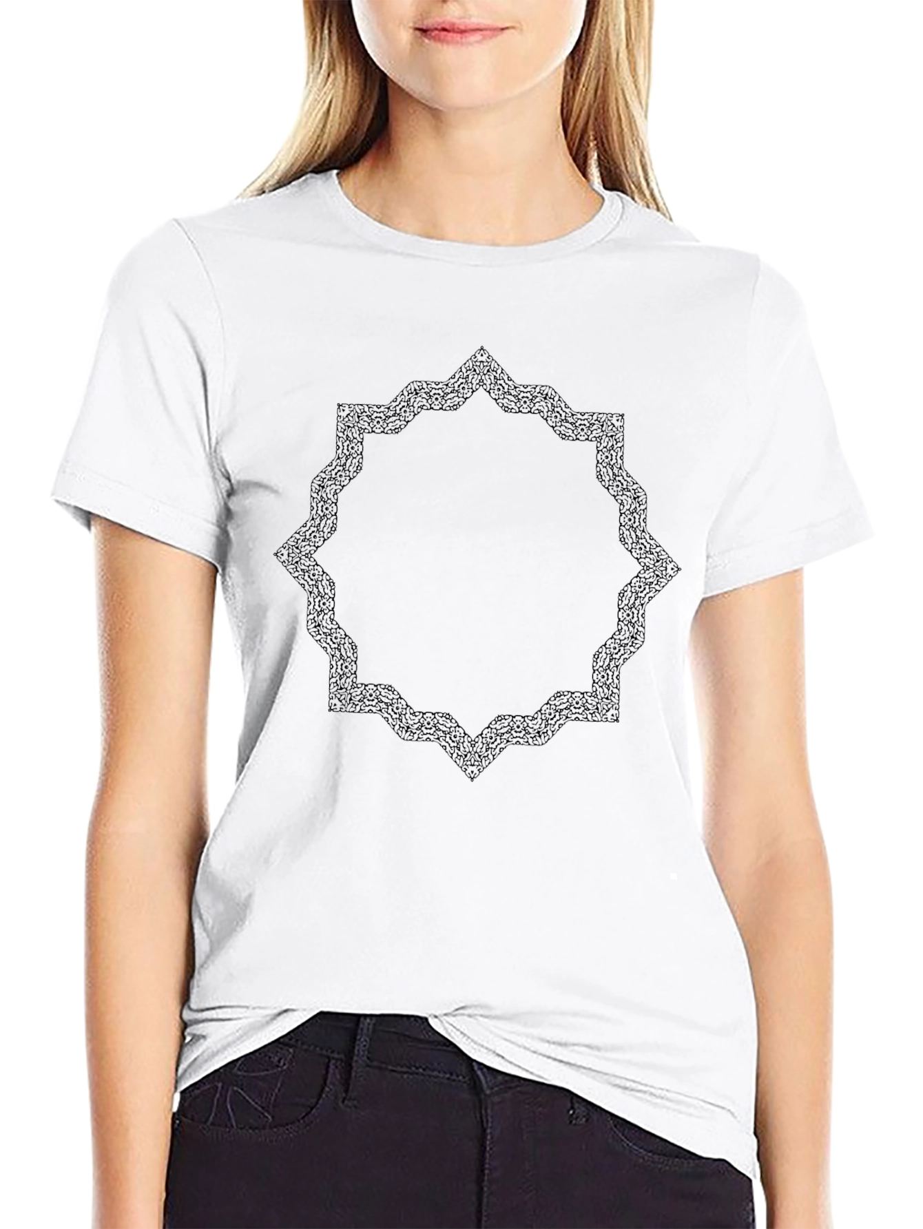 Geometric Print Black T-Shirt