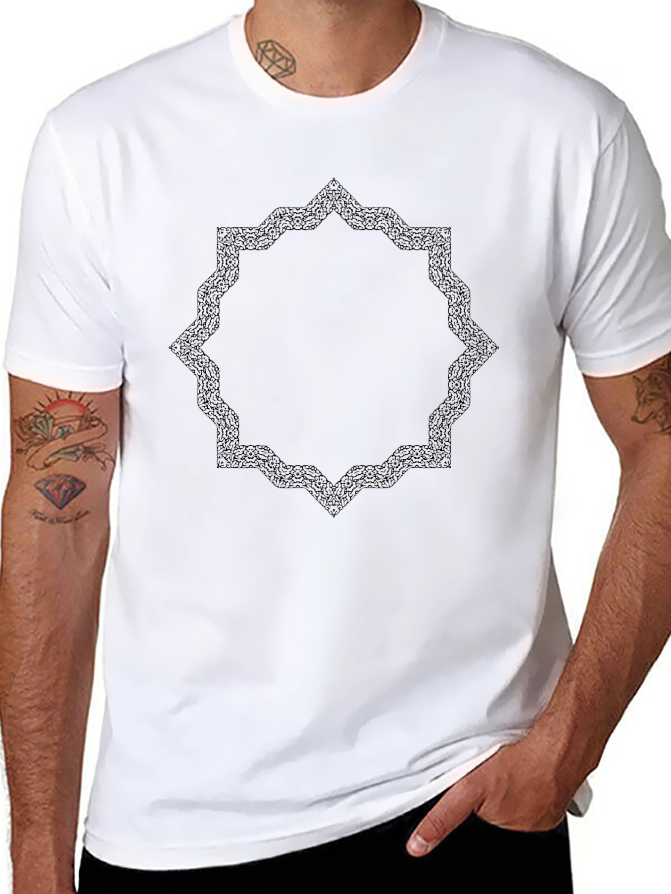 Geometric Print Black T-Shirt