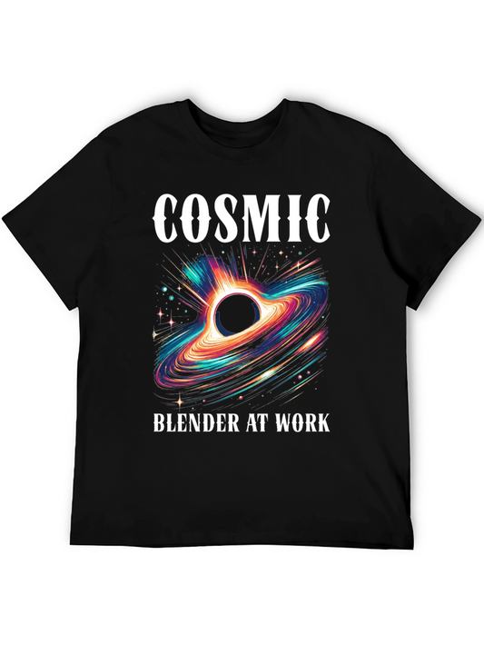 Cosmic Blender At Work Graphic Tee - Black T-Shirt