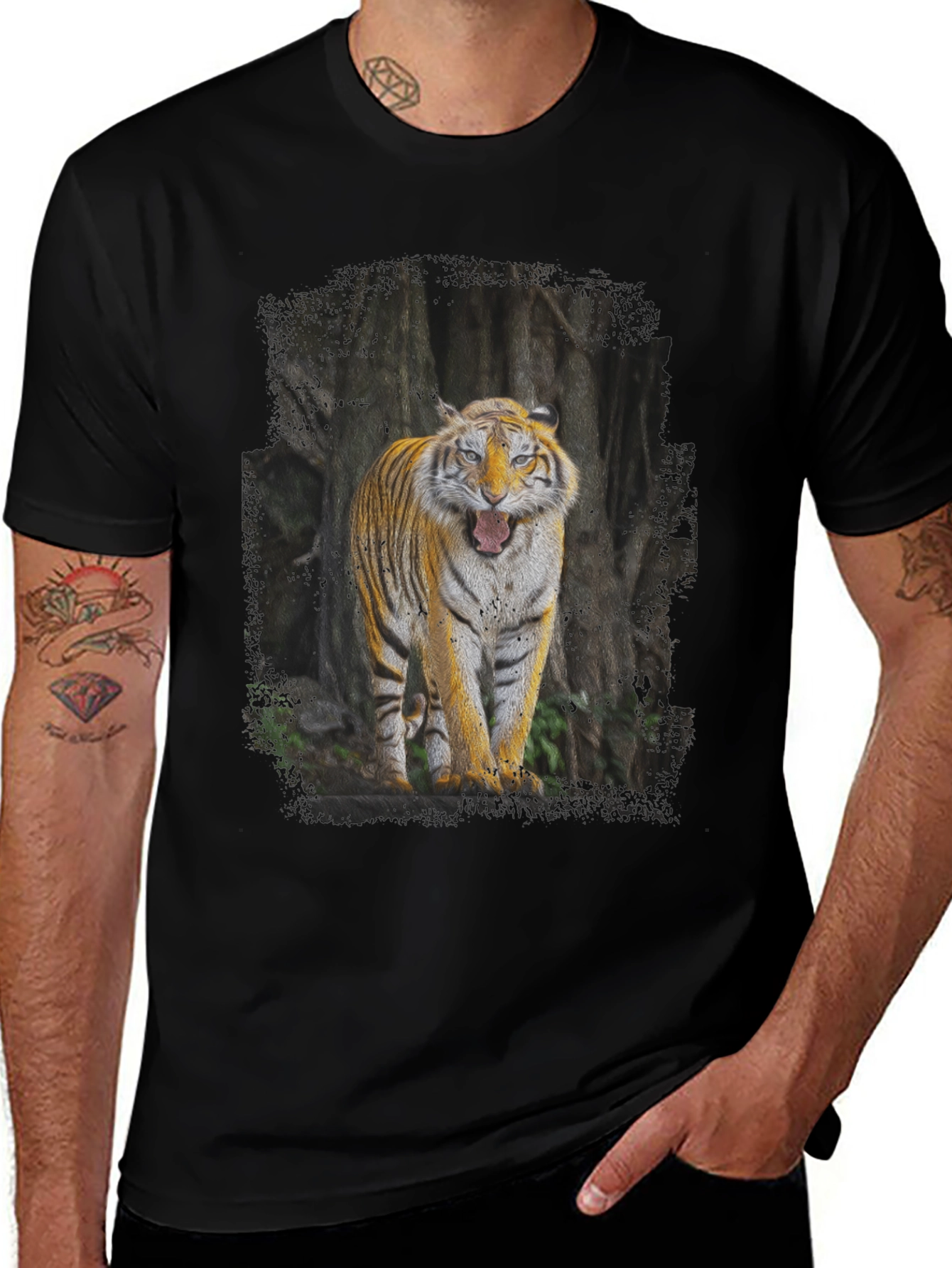 Tiger Graphic Black T-Shirt - Fierce Wildlife Design