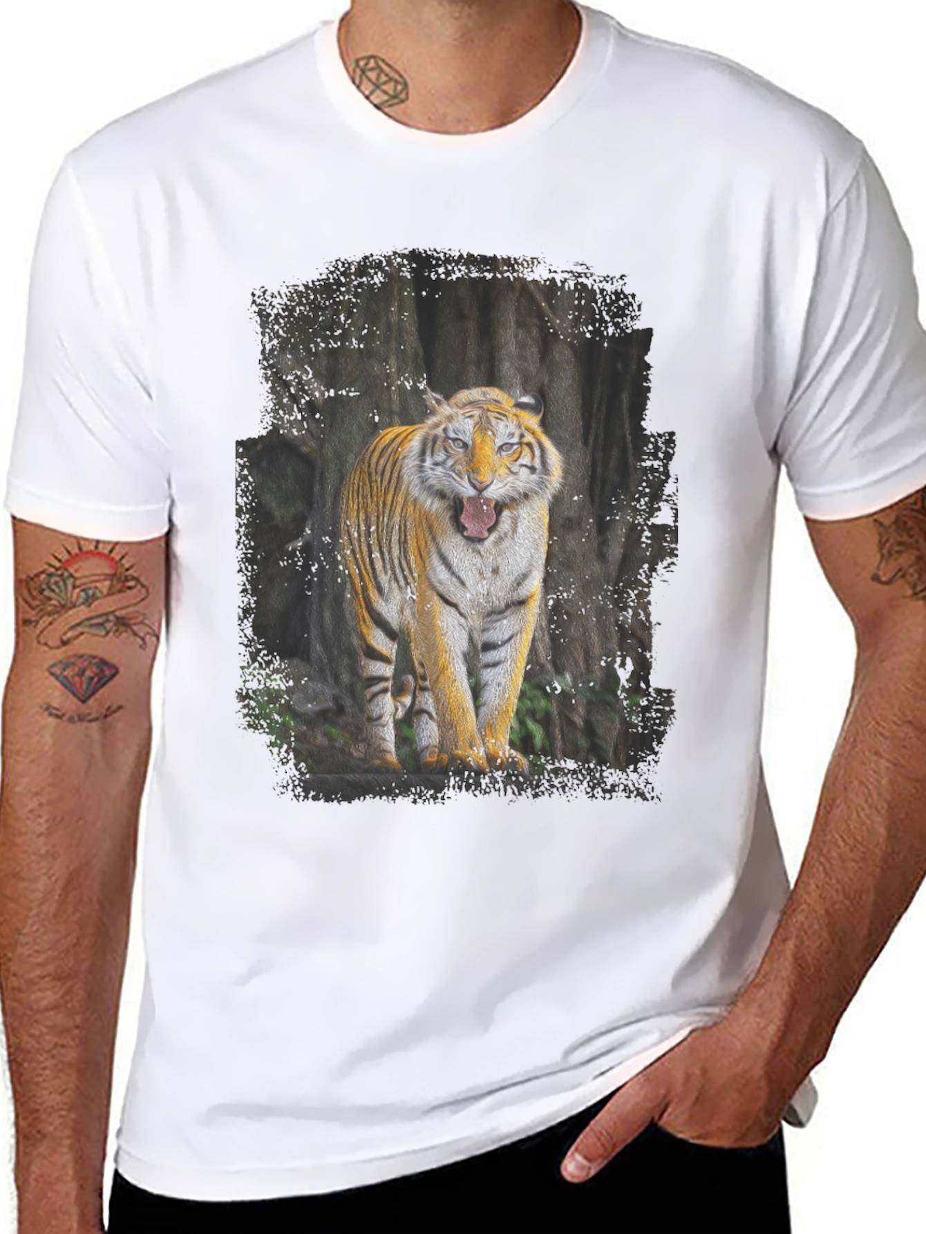 Tiger Graphic Black T-Shirt - Fierce Wildlife Design