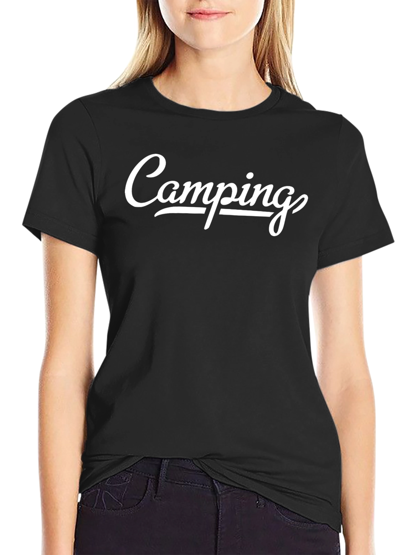Camping Graphic Tee - Black Cotton T-Shirt