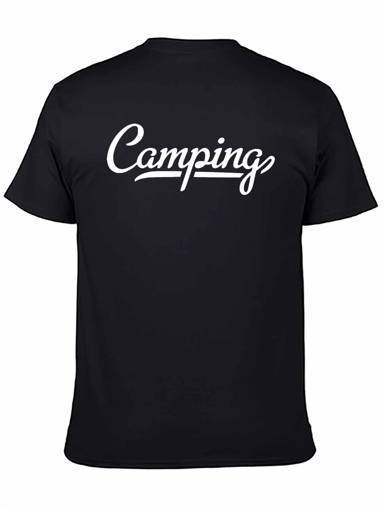 Camping Graphic Tee - Black Cotton T-Shirt