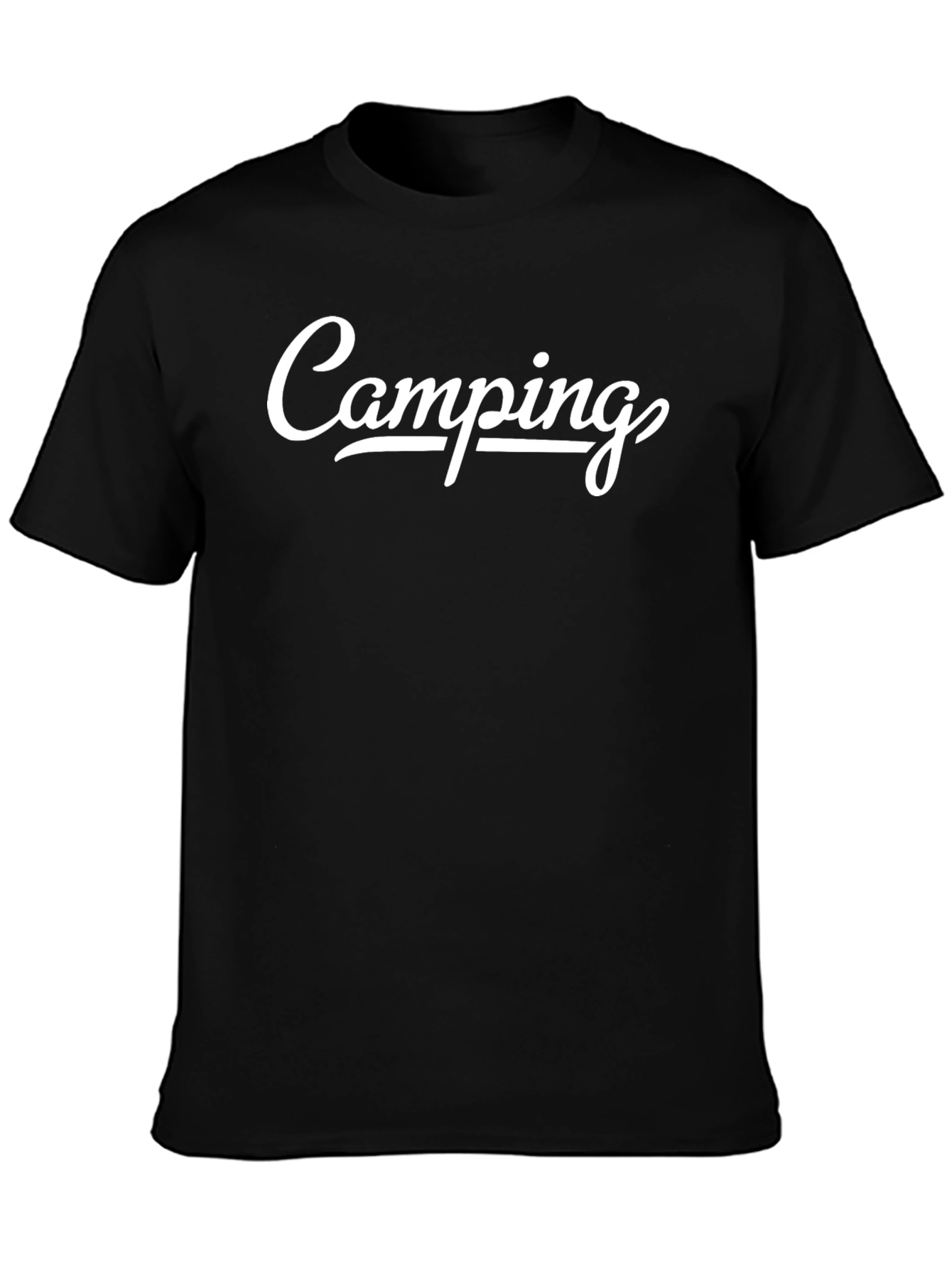 Camping Graphic Tee - Black Cotton T-Shirt