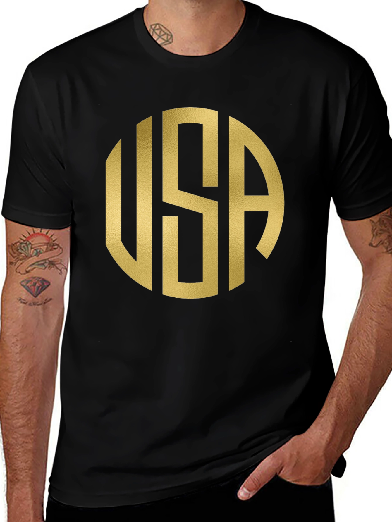USA Circle Graphic T-Shirt - Black