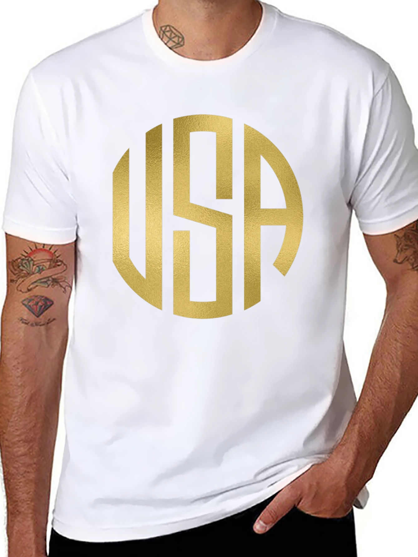 USA Circle Graphic T-Shirt - Black