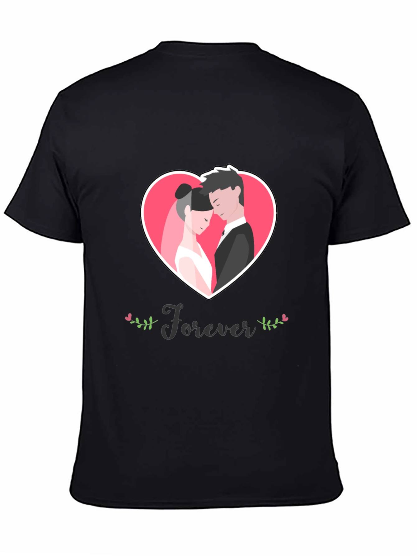 Forever Love Heart Graphic Black T-Shirt