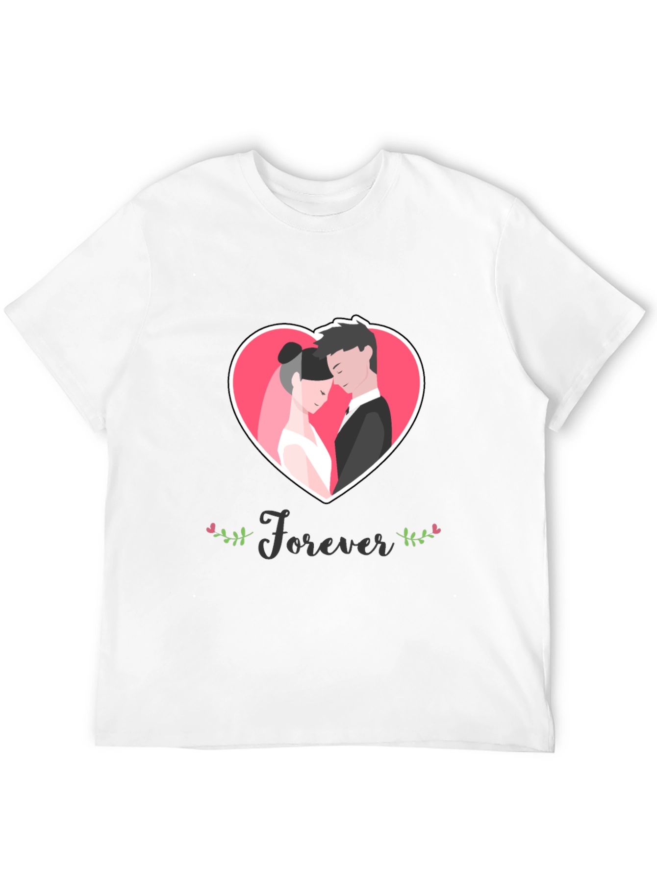 Forever Love Heart Graphic Black T-Shirt