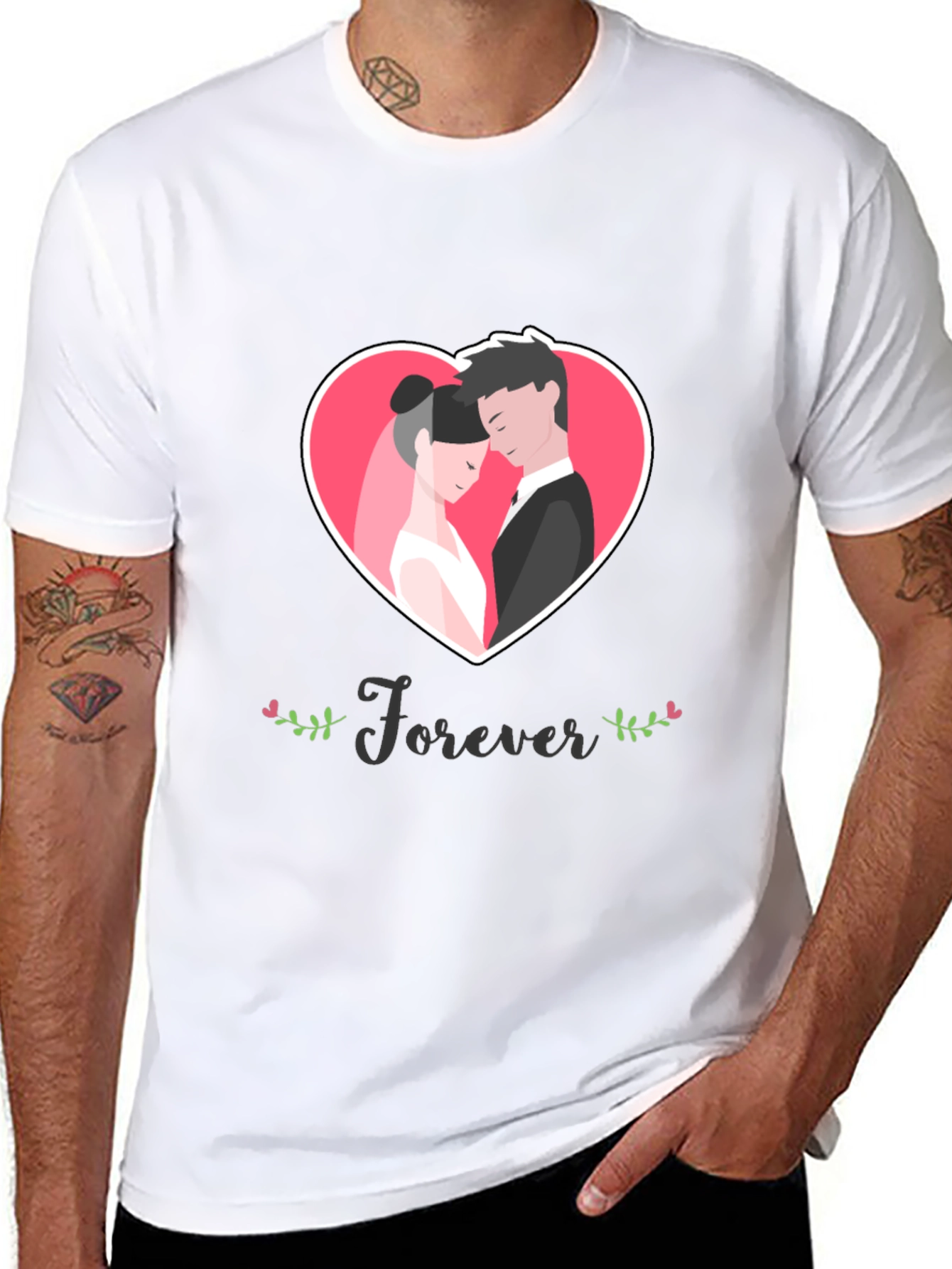 Forever Love Heart Graphic Black T-Shirt