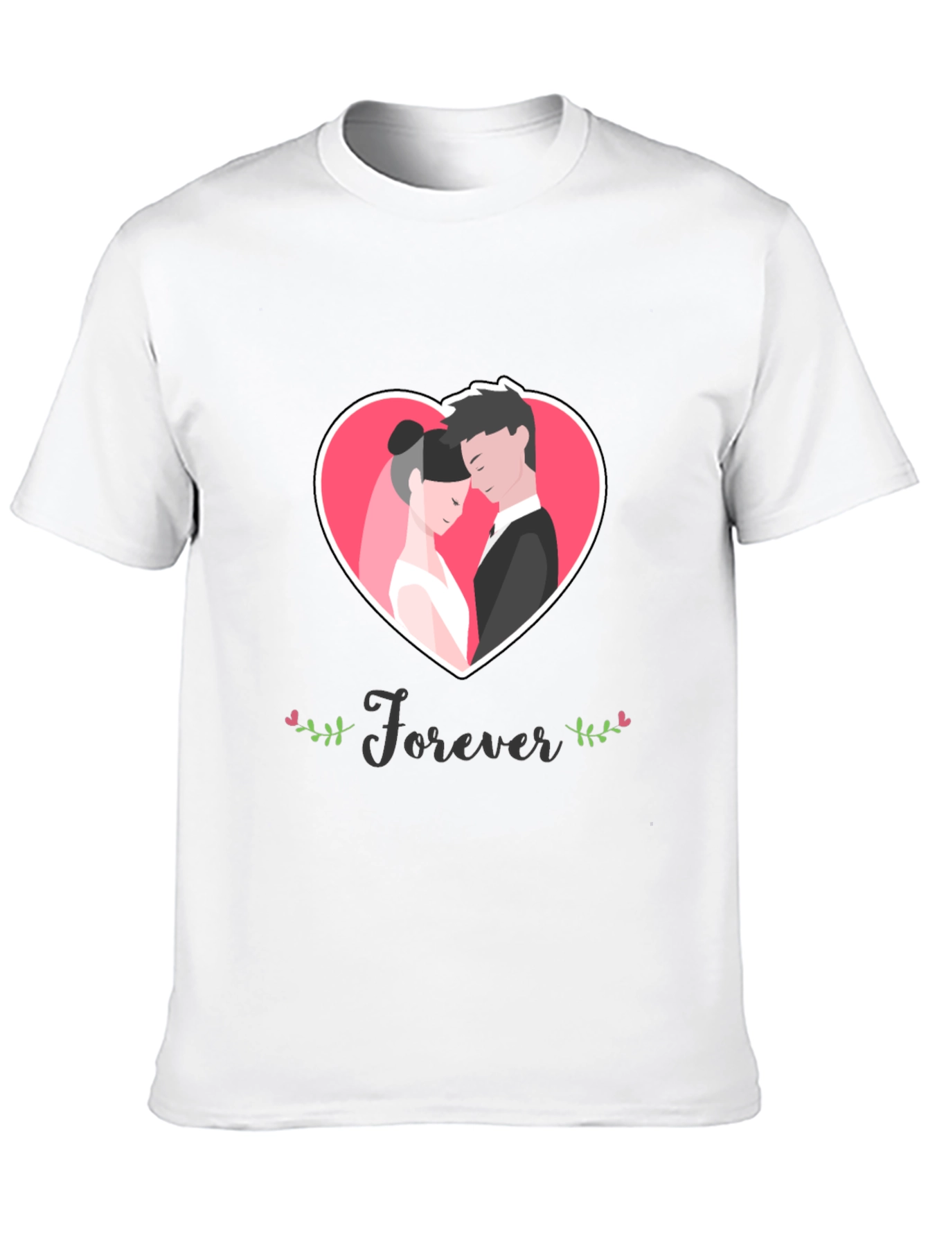 Forever Love Heart Graphic Black T-Shirt