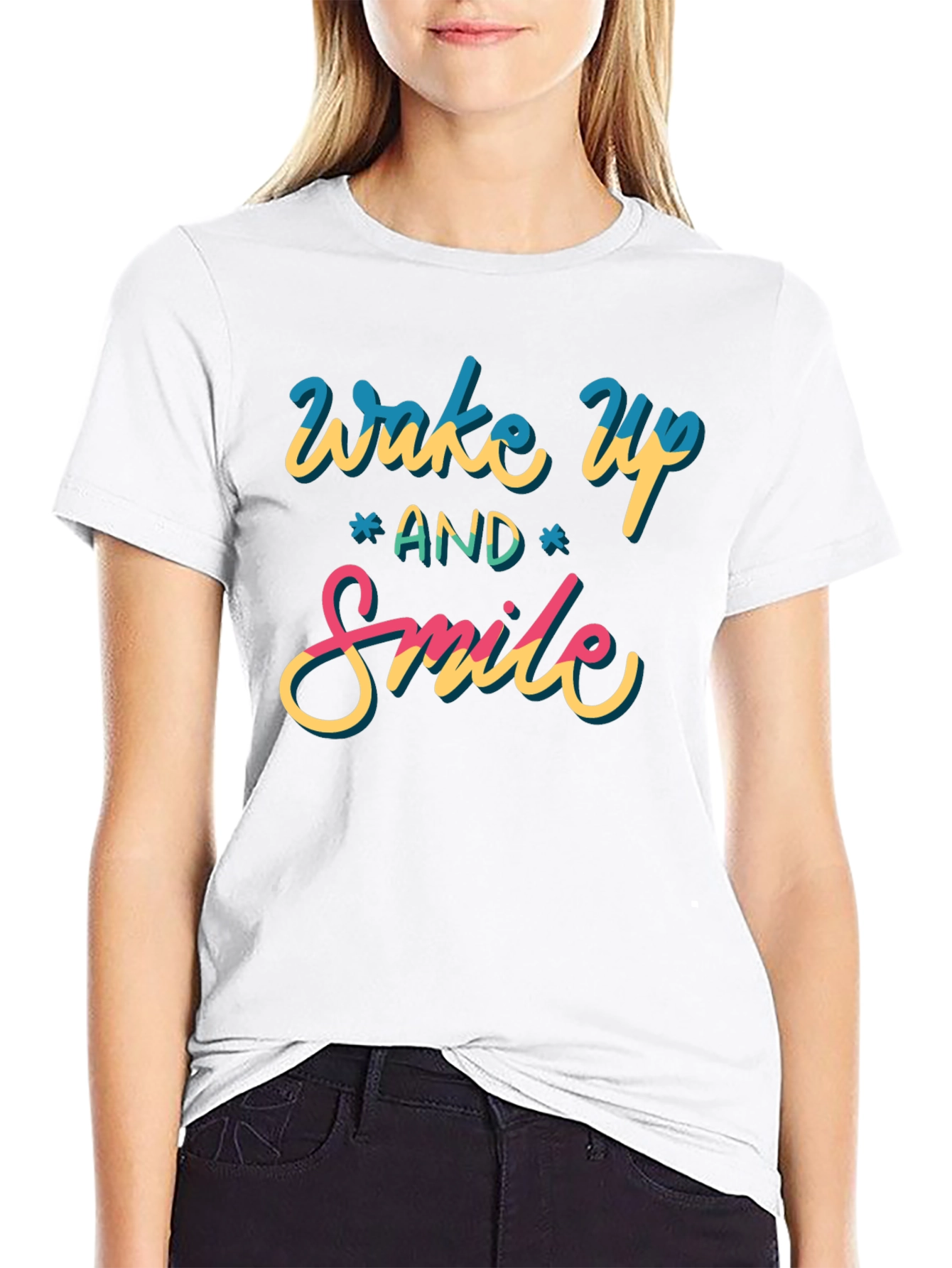 Wake Up and Smile Graphic Tee - Black