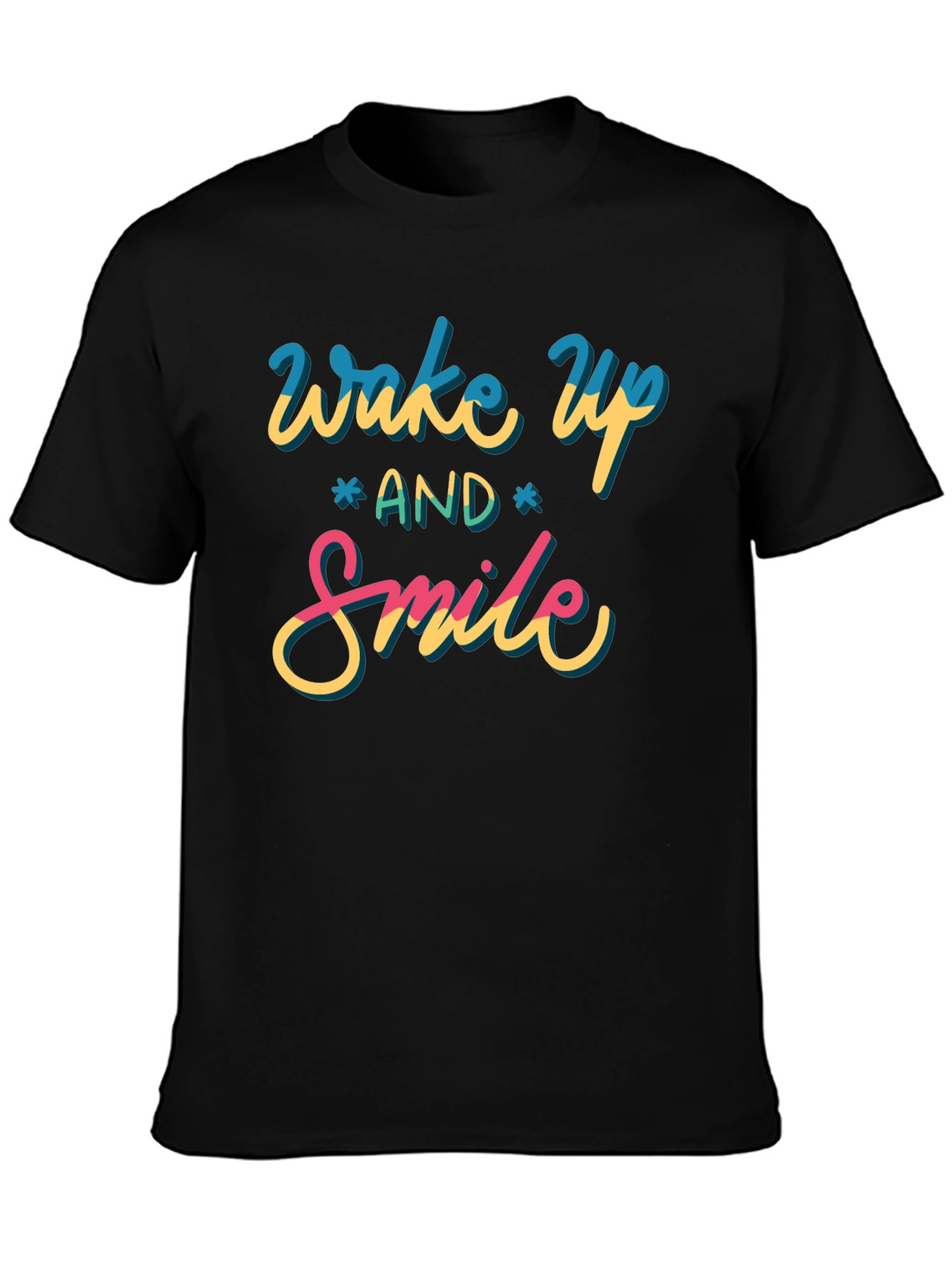 Wake Up and Smile Graphic Tee - Black