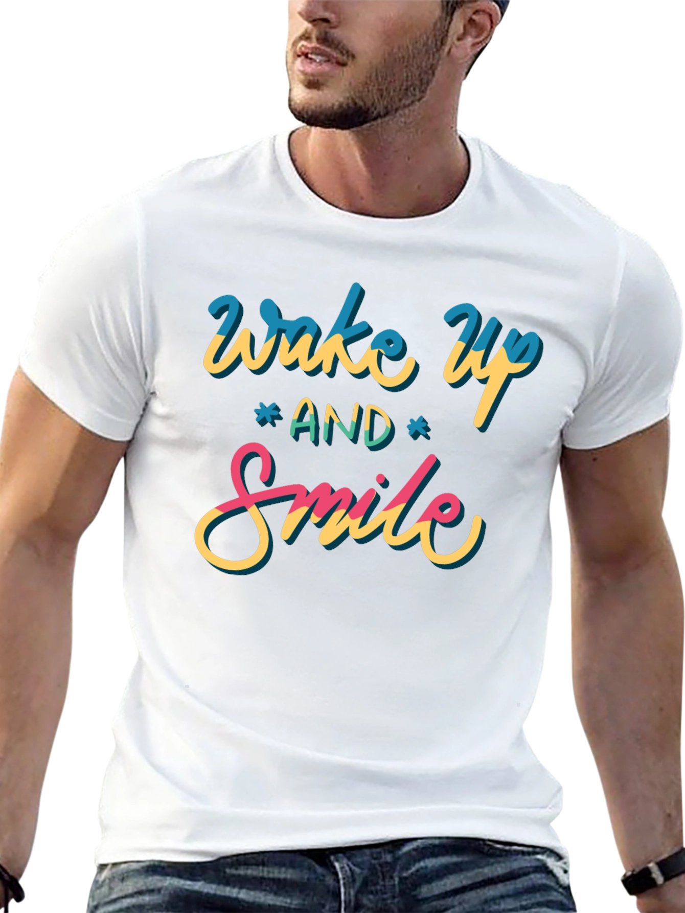 Wake Up and Smile Graphic Tee - Black