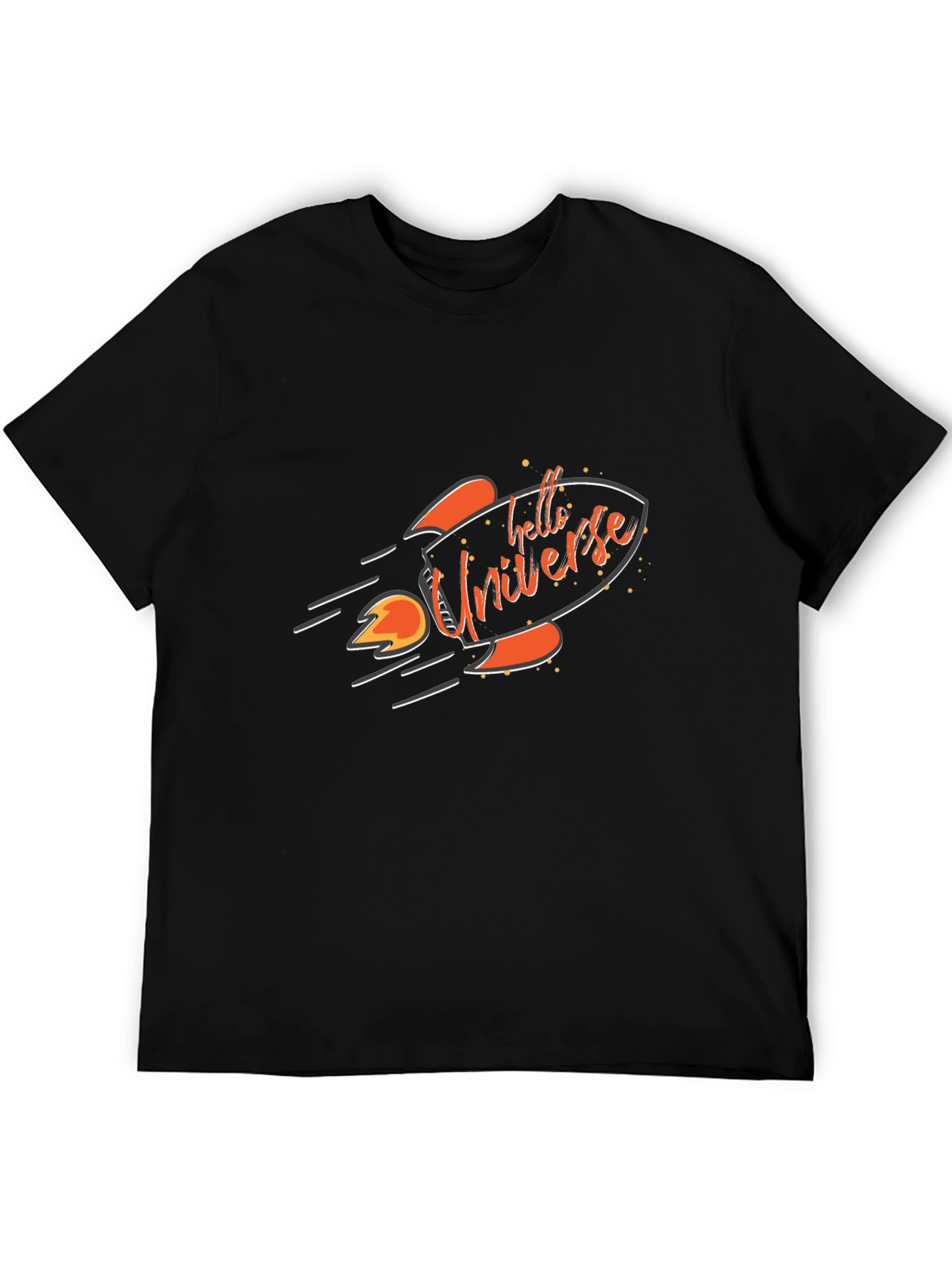 Hello Universe Black T-Shirt Rocket Graphic