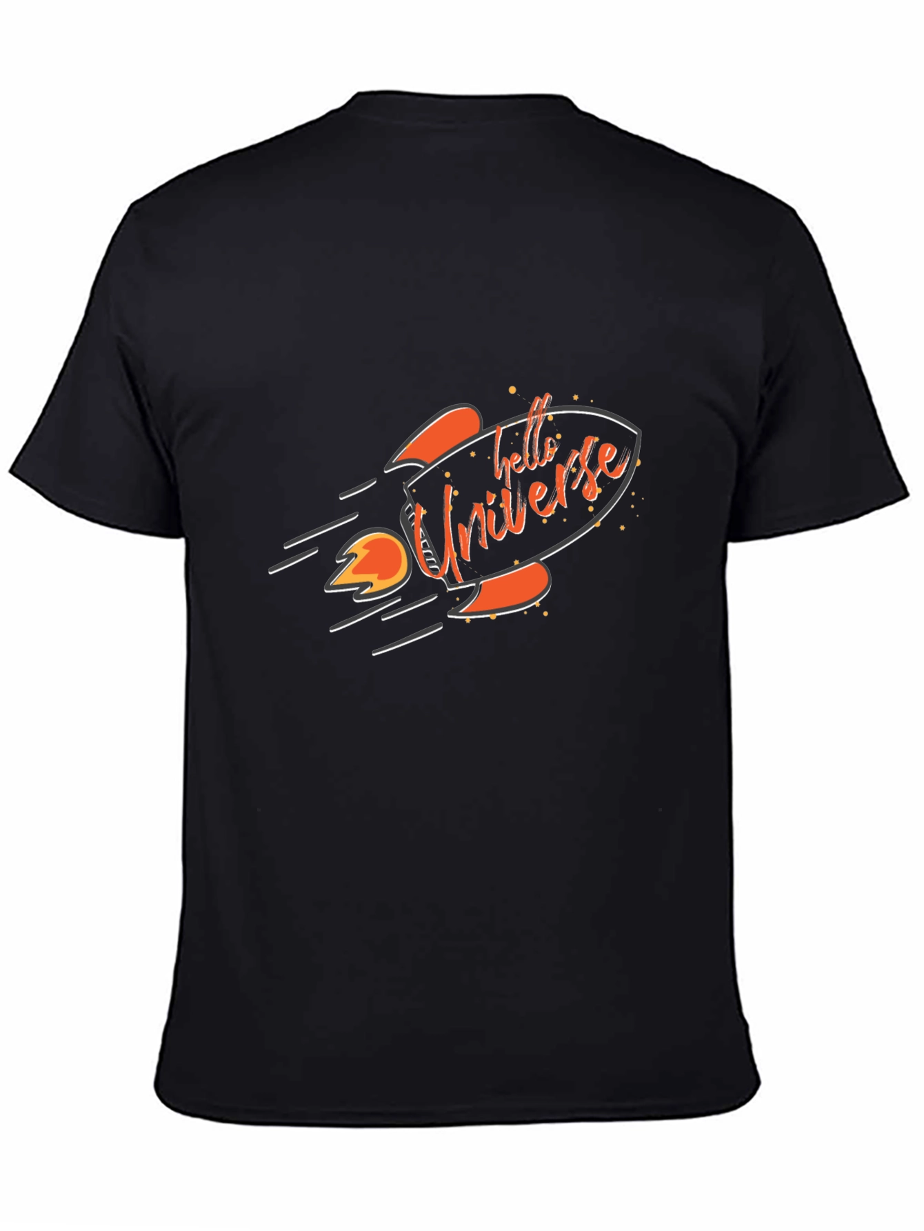 Hello Universe Black T-Shirt Rocket Graphic