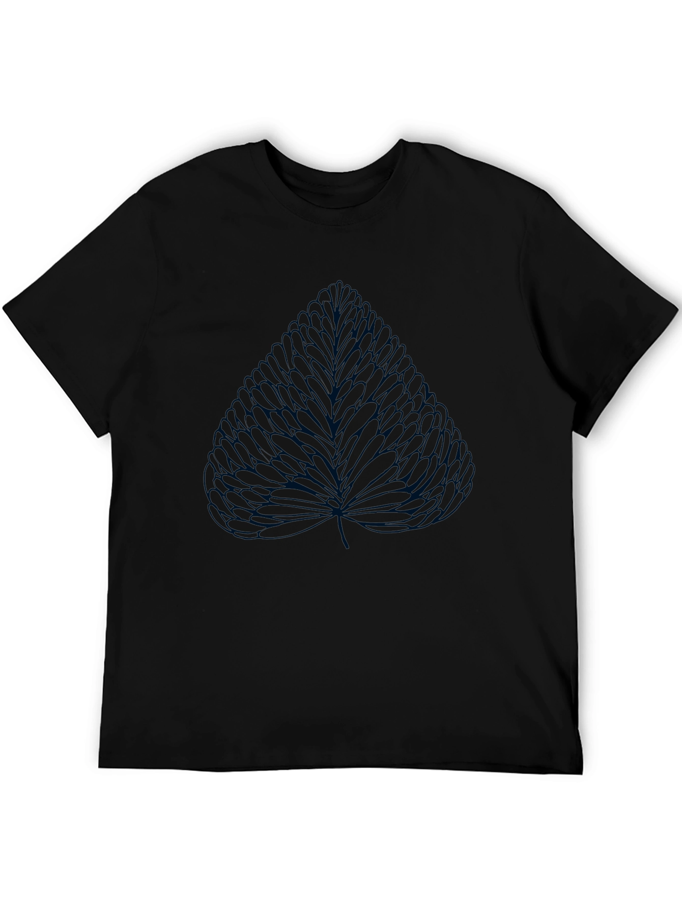 Mens Black T-Shirt with Leaf Design