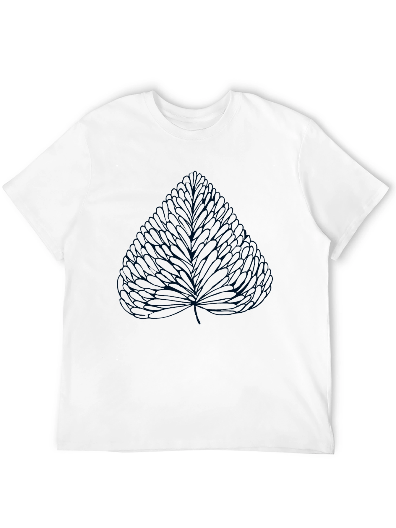 Mens Black T-Shirt with Leaf Design
