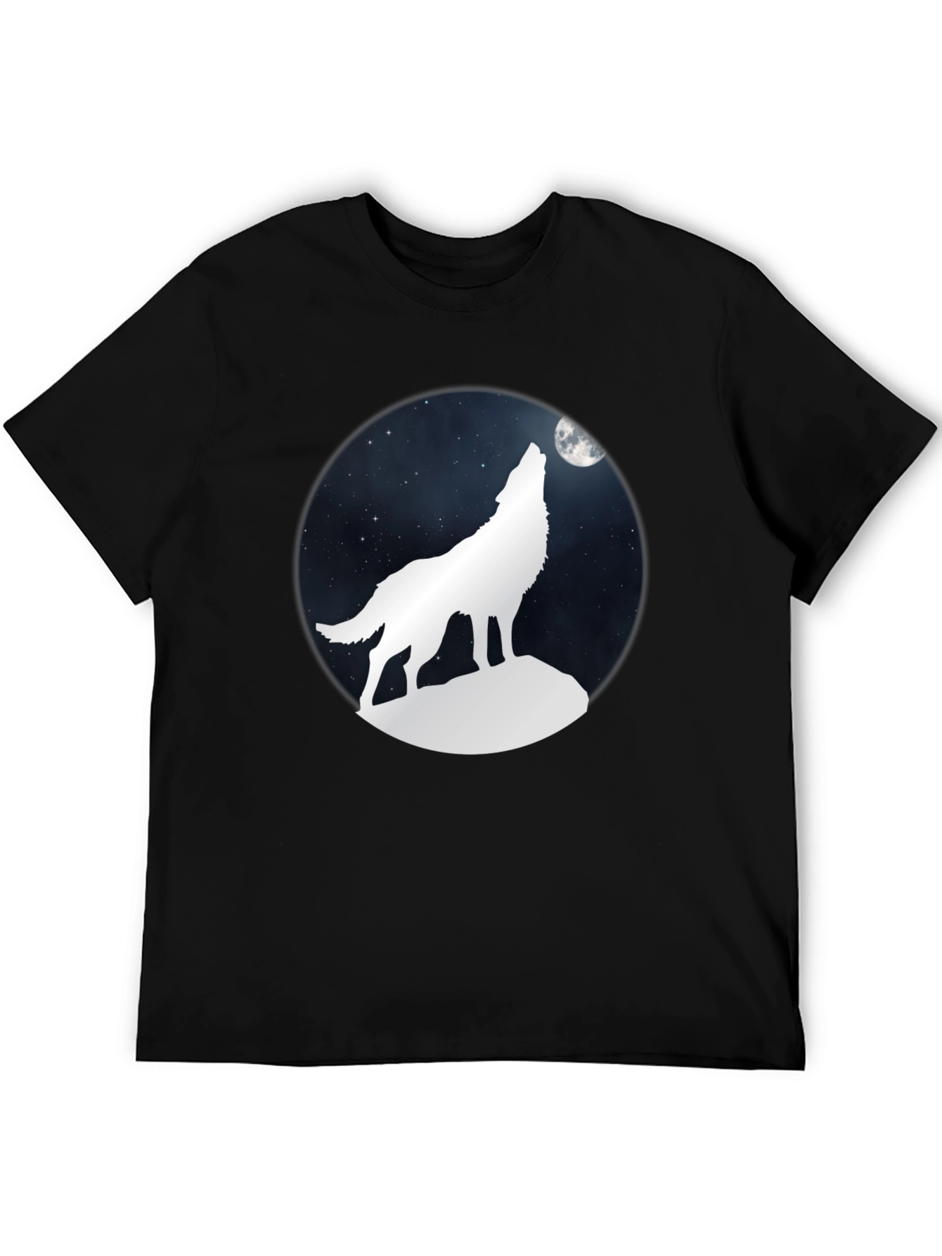 Wolf Howling at Moon Graphic Tee - Black
