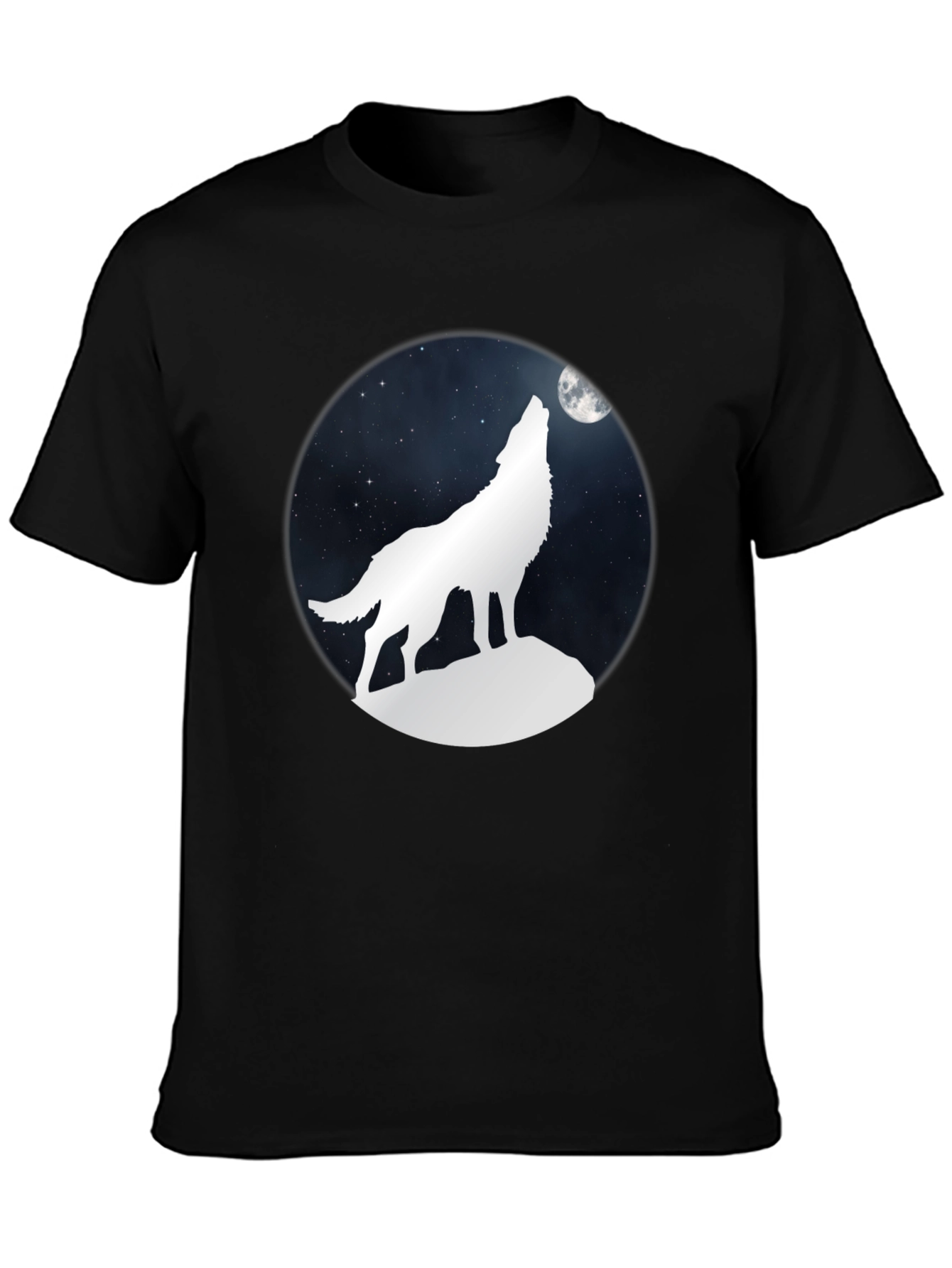 Wolf Howling at Moon Graphic Tee - Black