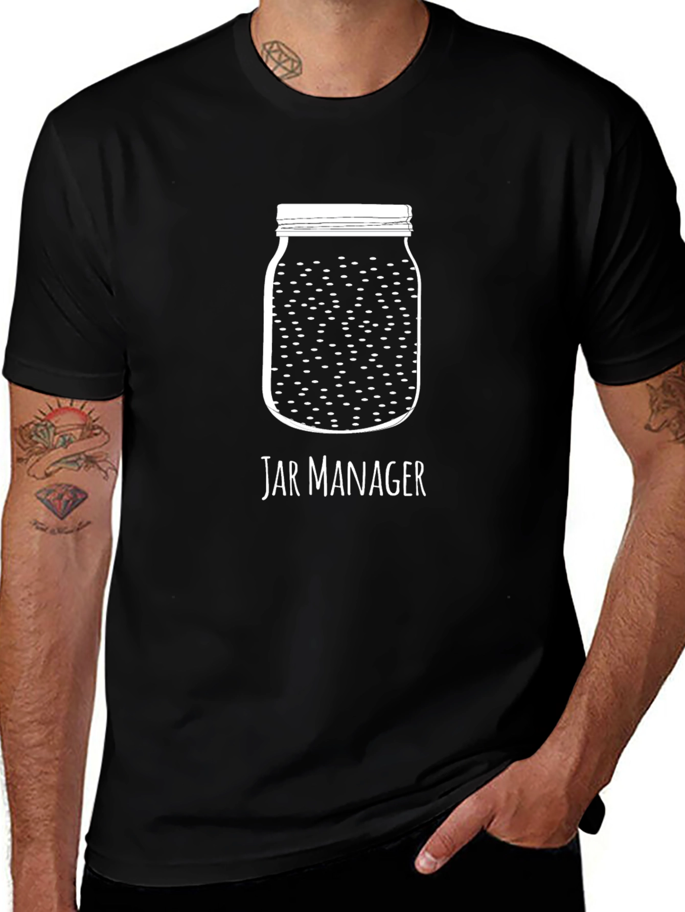 Jar Manager Graphic Tee - Black Crew Neck T-Shirt