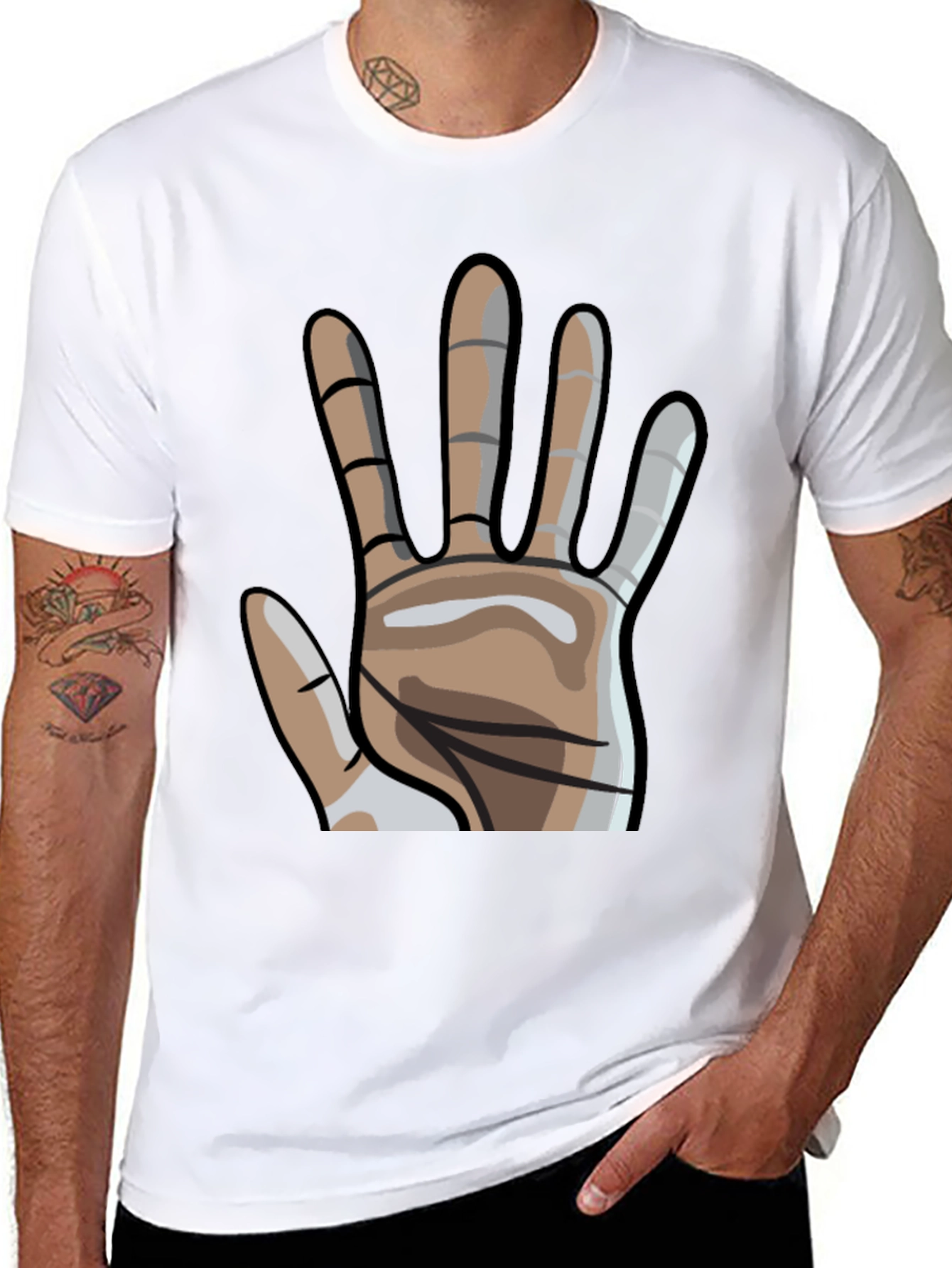 Hand Graphic Tee - Stylish Novelty T-Shirt